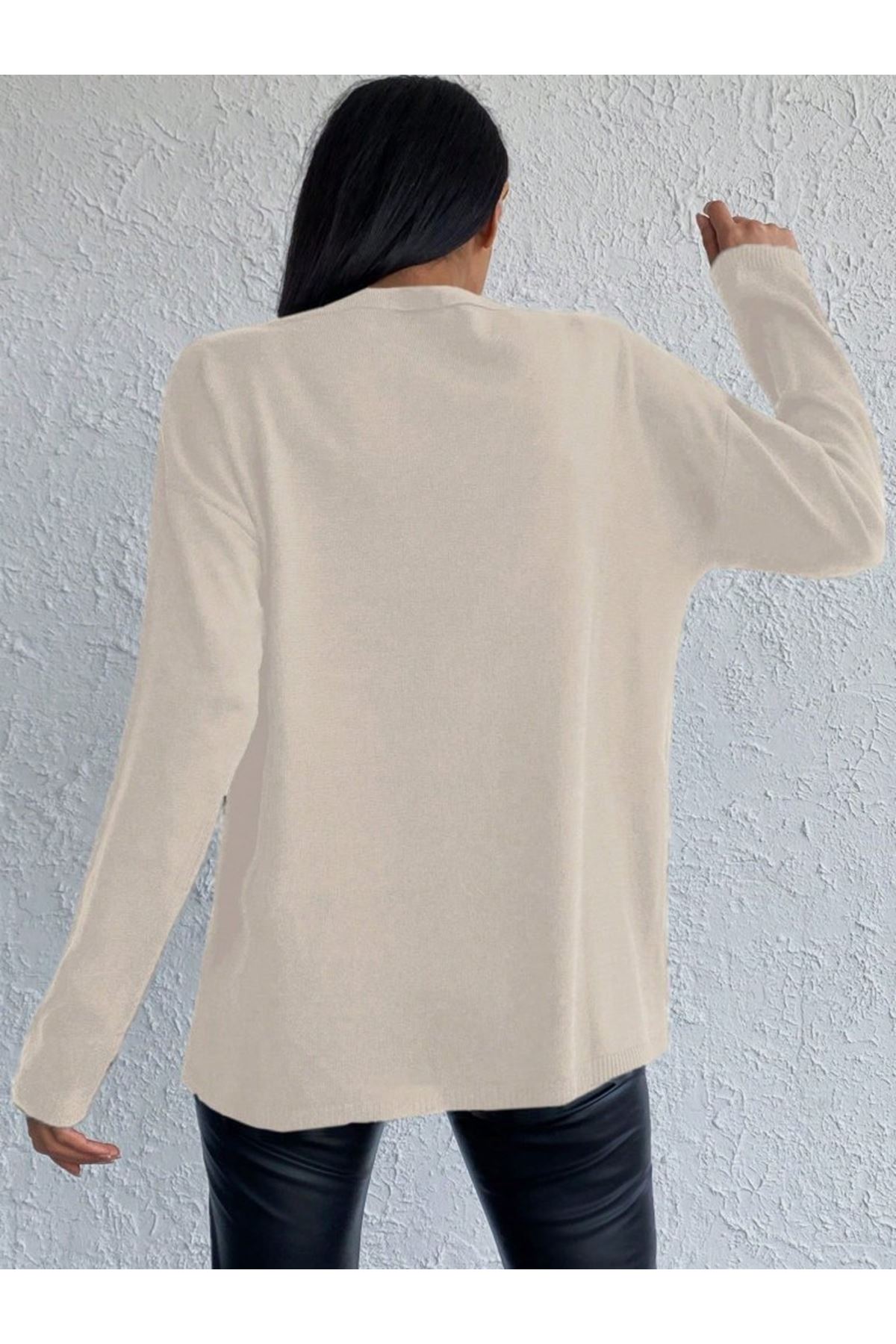 Kadın Uzun Kollu V Yaka Triko Bluz