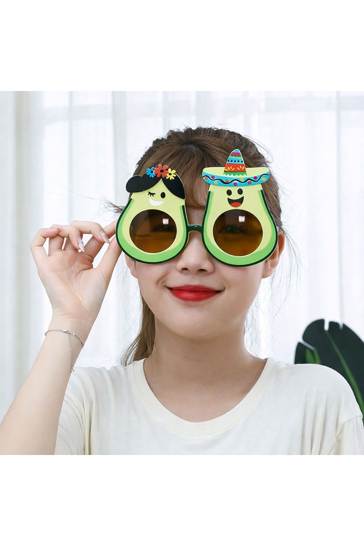 Hawaii Temalı Avokado Gözlük