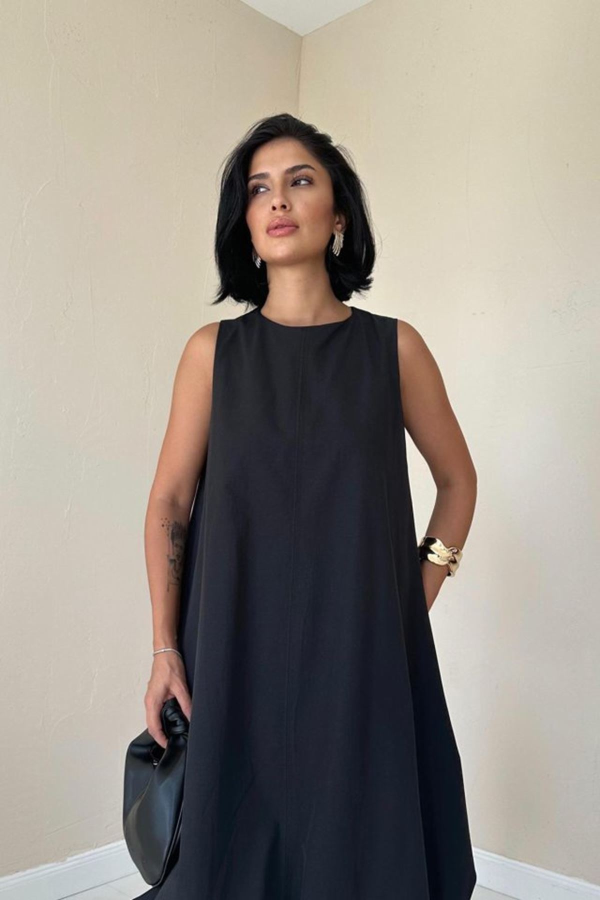 Siyah Comfort Balon Elbise