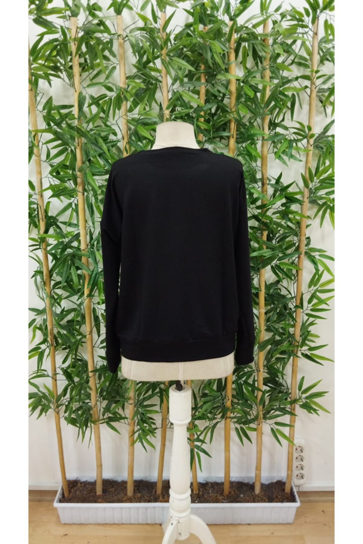 Kadın Uzun Kollu Bisiklet Yaka Desenli Viskon Iki Iplik Bluz