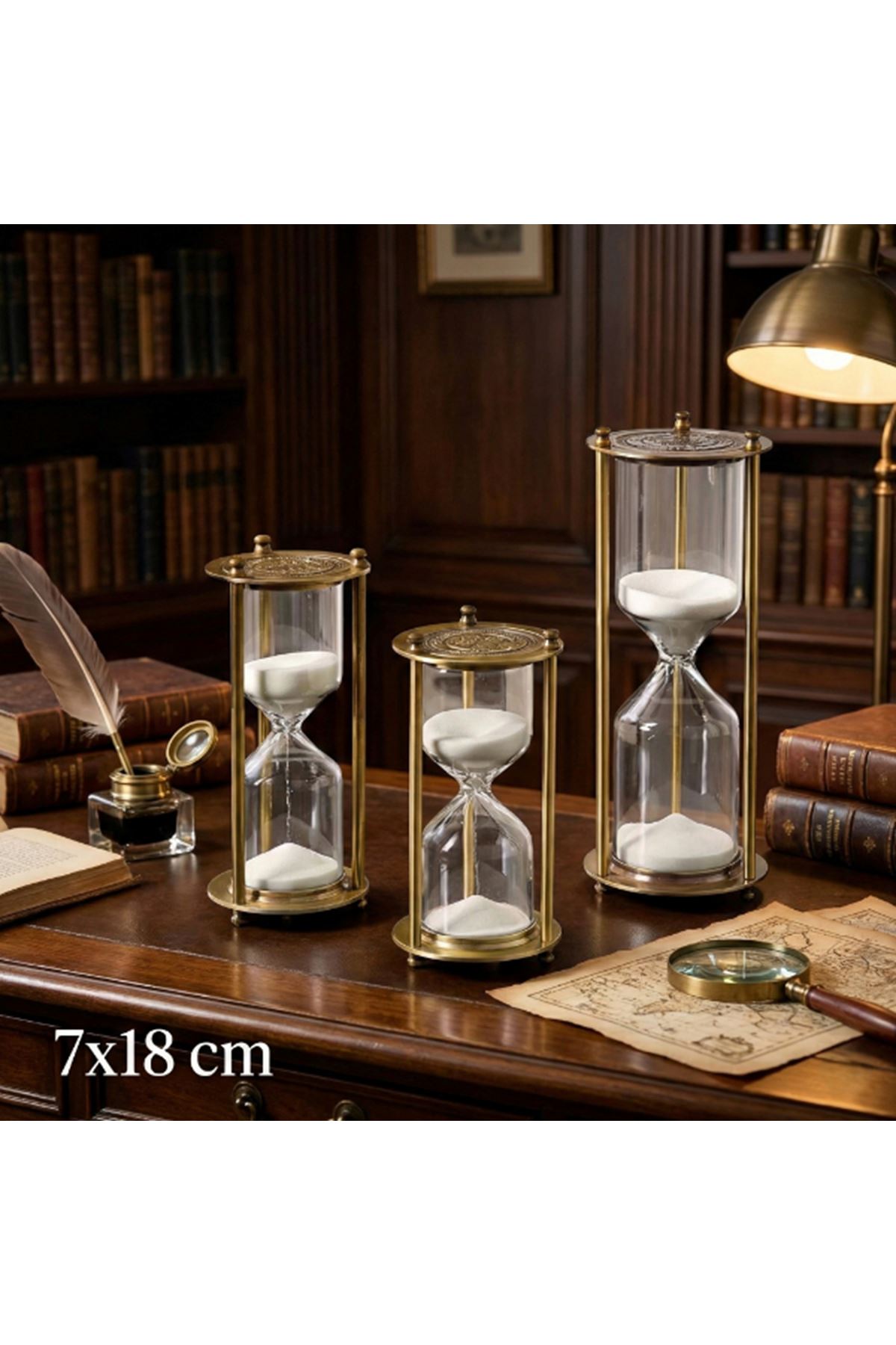 Dekoratif Cam Kum Saati 7x18 cm