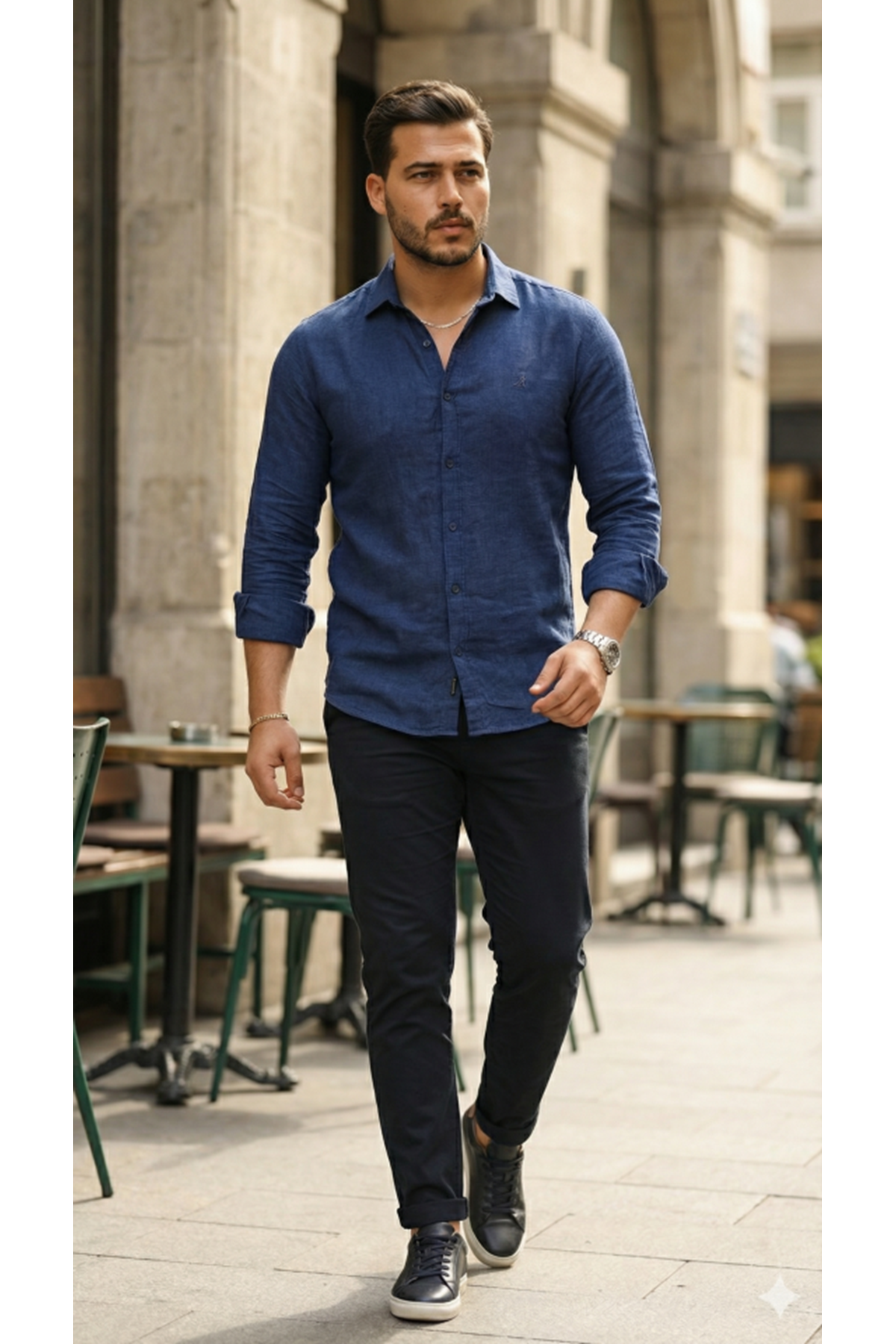 Erkek Uzun Kollu Keten Gömlek