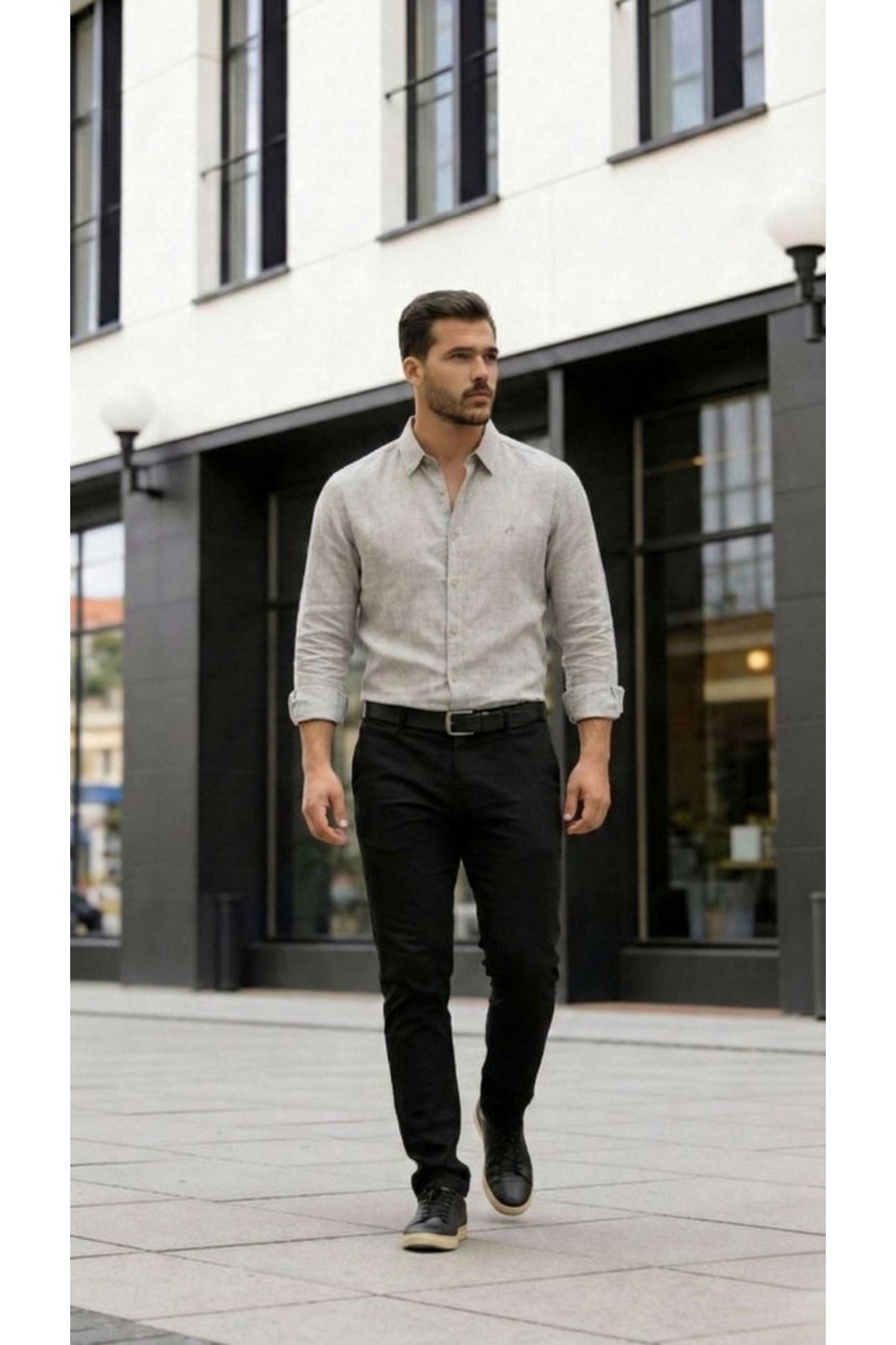 Erkek Uzun Kollu Keten Gömlek