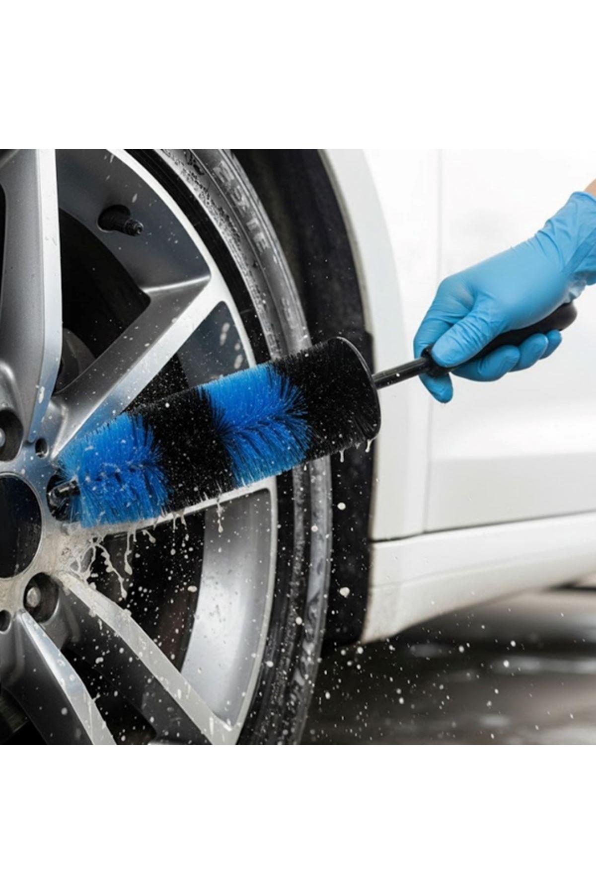 Ergonomik Saplı Jant ve Lastik Temizleme Fırçası