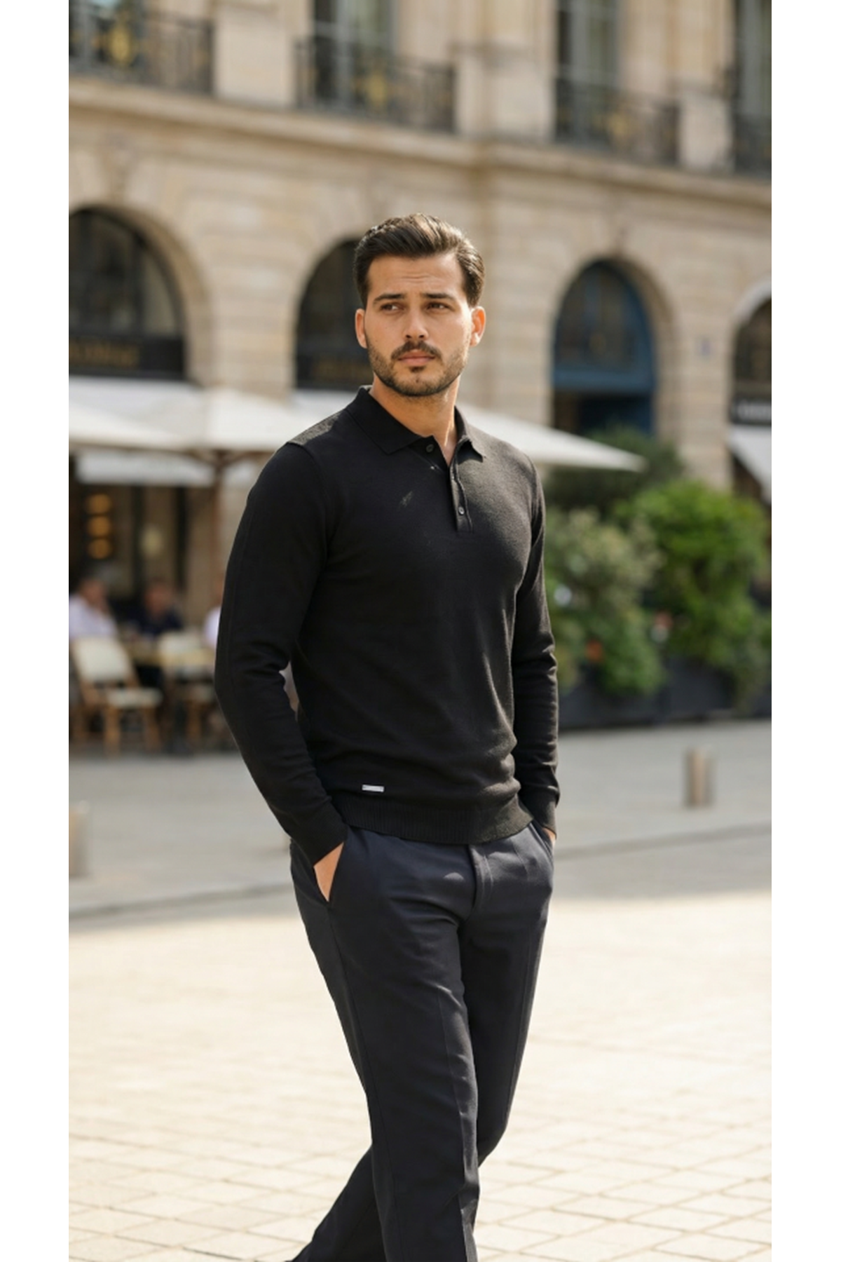 Erkek Düğme Yakalı Triko