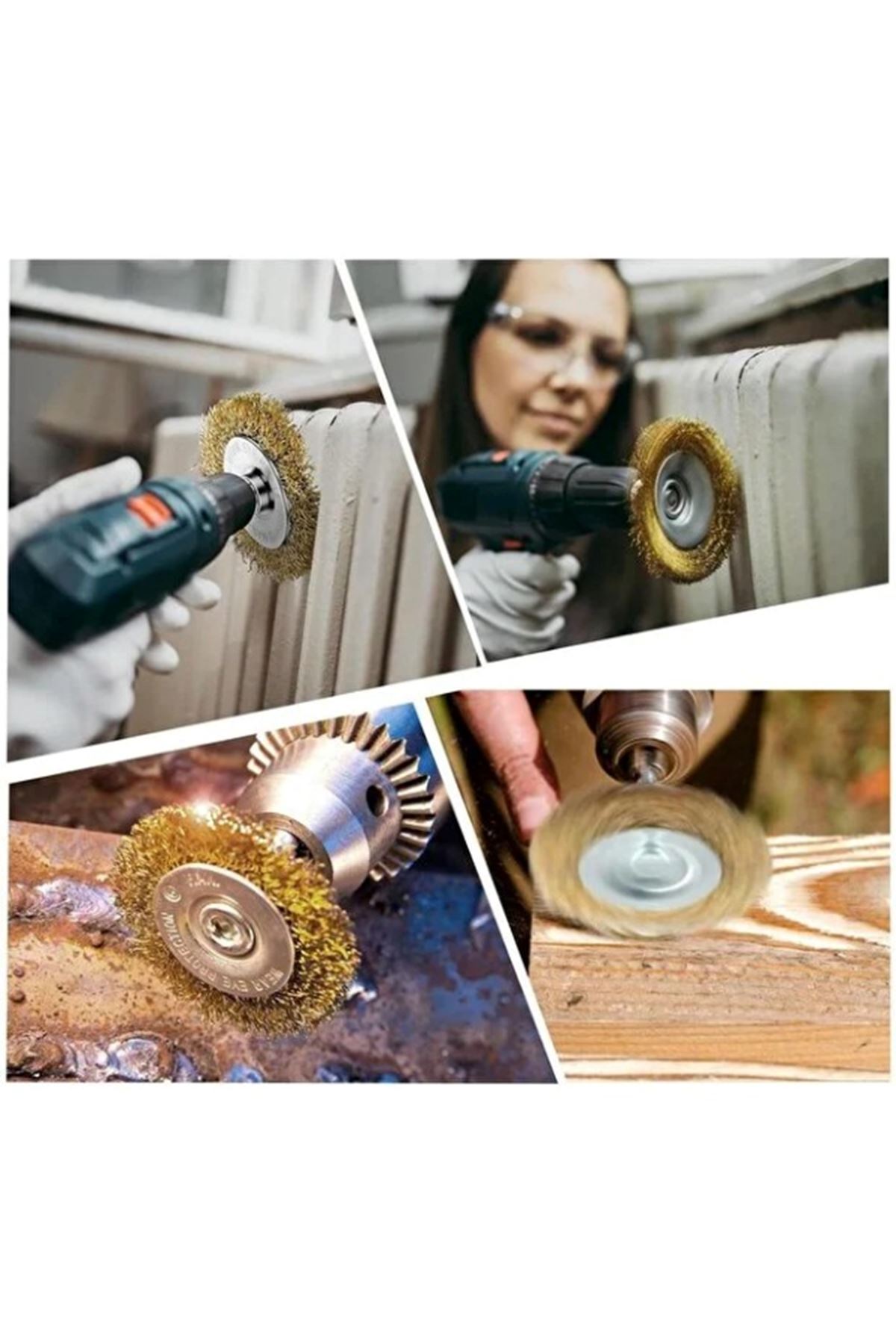 6'lı Pimli Tel Fırça Seti - Pas Yağ Kir Boya Yapışkan Çözücü