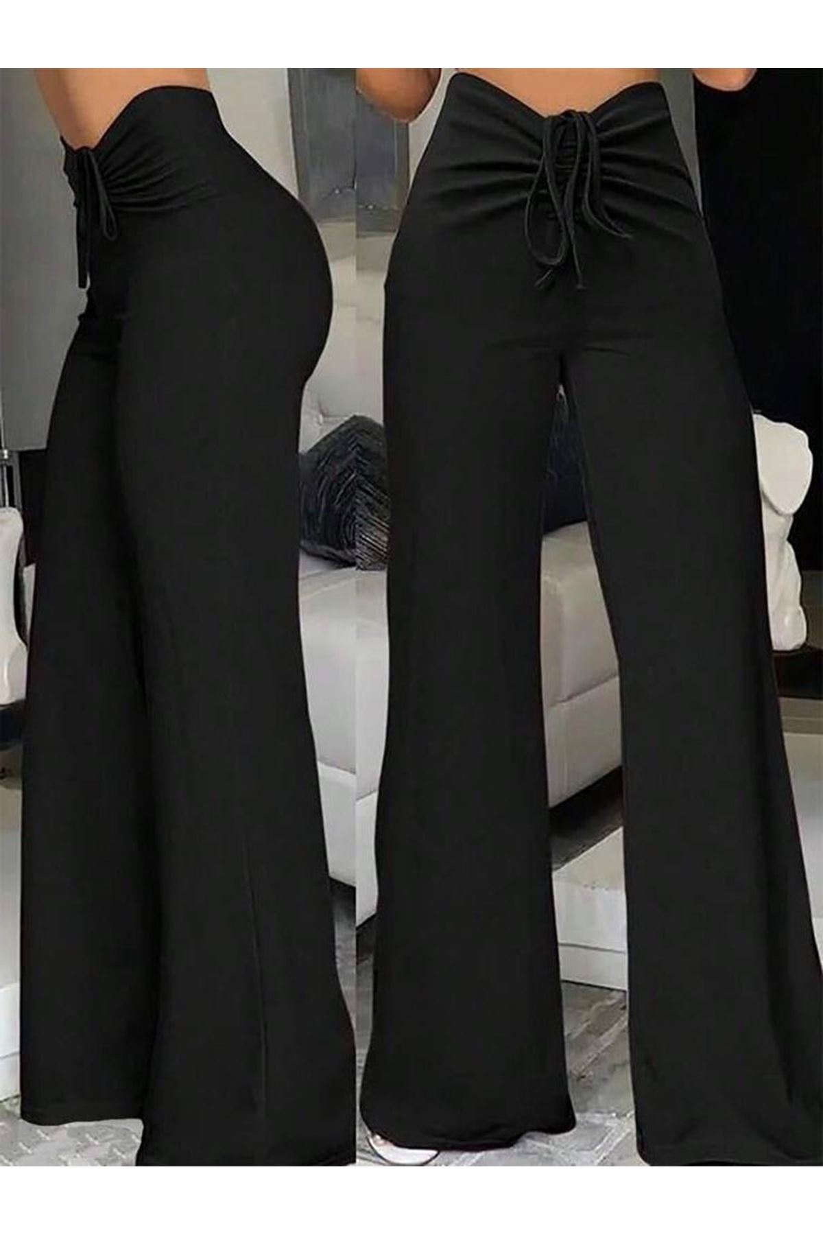 Kadın Yüksek Bel önden Büzgülü Ispanyol Ithal Krep Pantolon