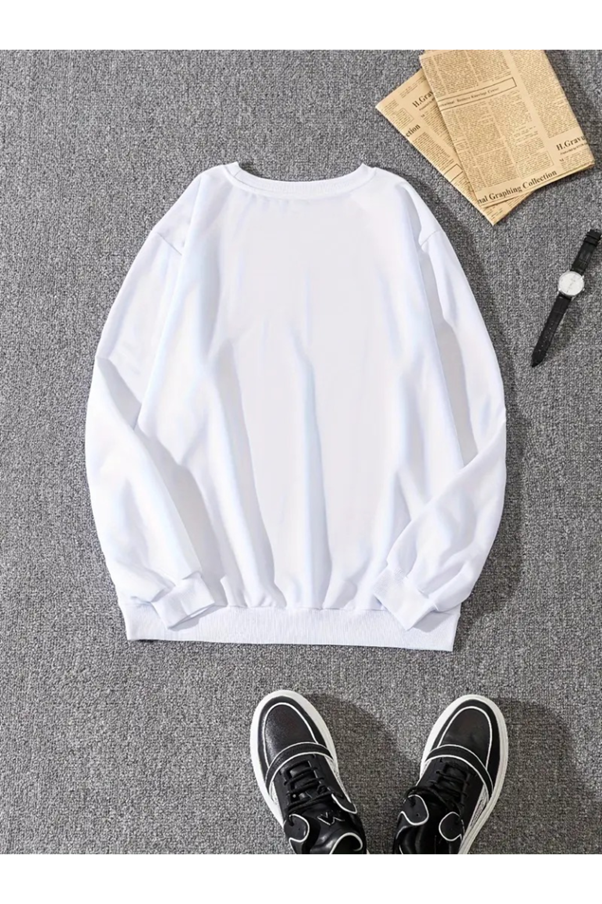 Erkek Uzun Kollu Baskı Detaylı Iki Iplik Sweat