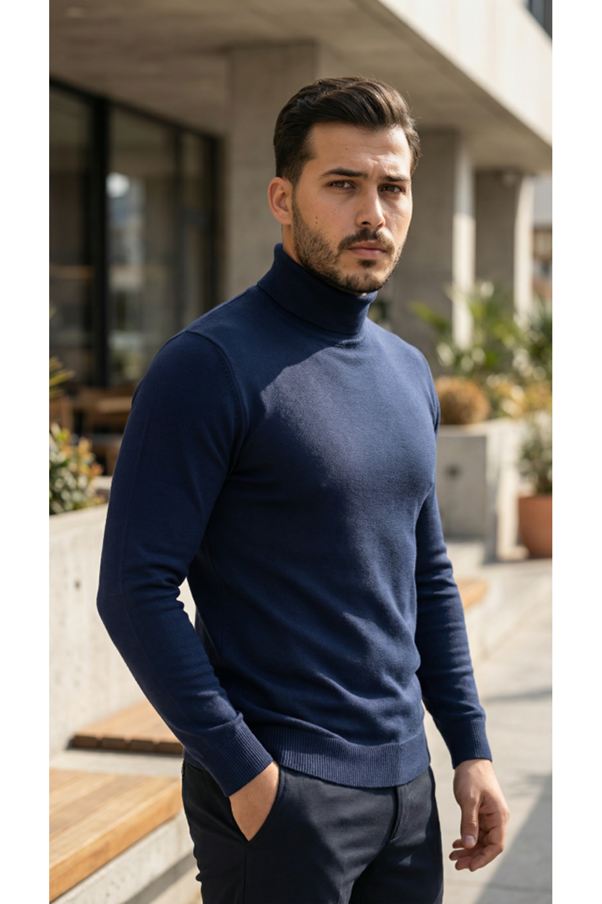 Erkek Boğazlı Yaka Uzun Kollu Triko