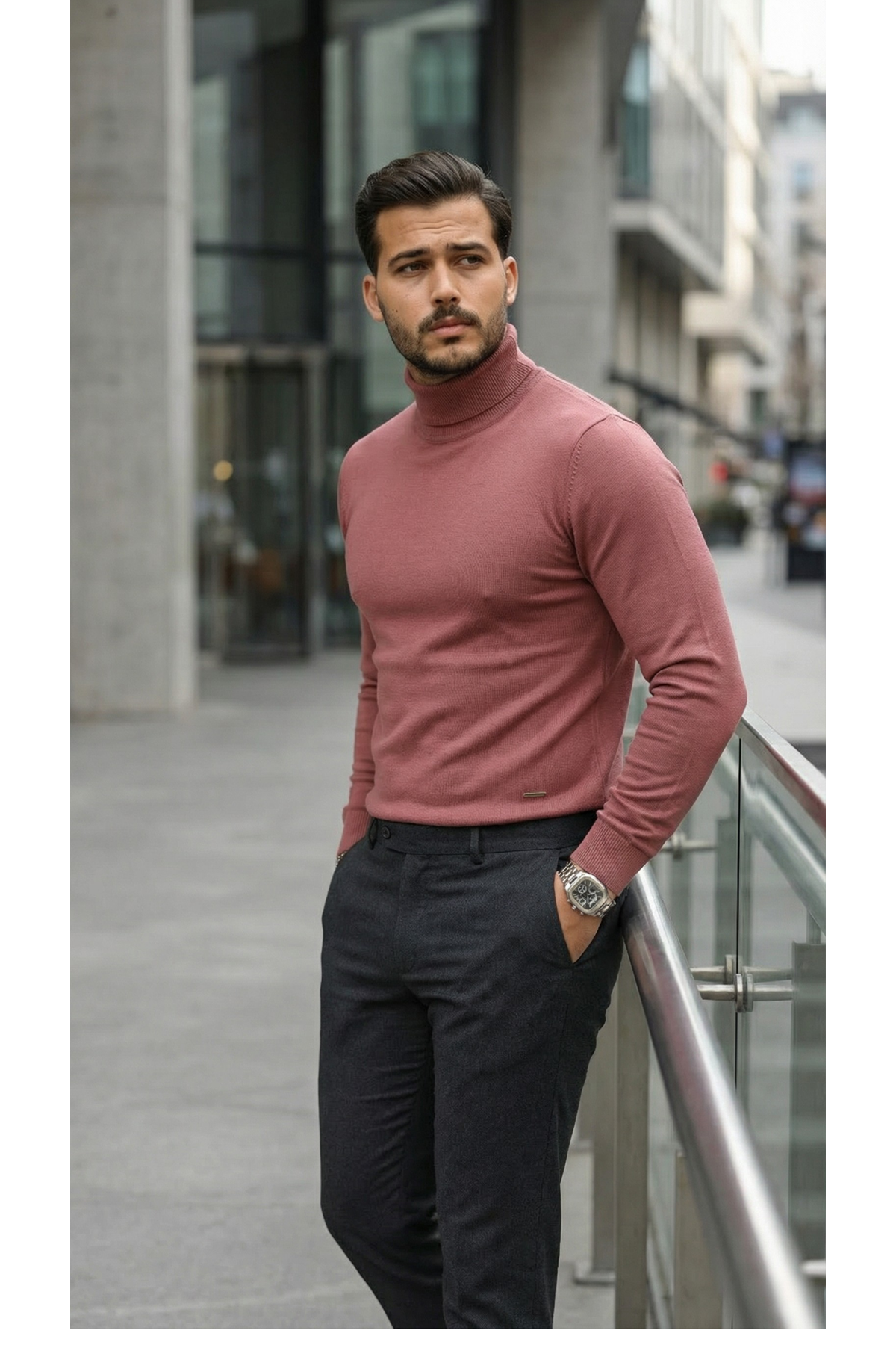 Erkek Boğazlı Yaka Uzun Kollu Triko