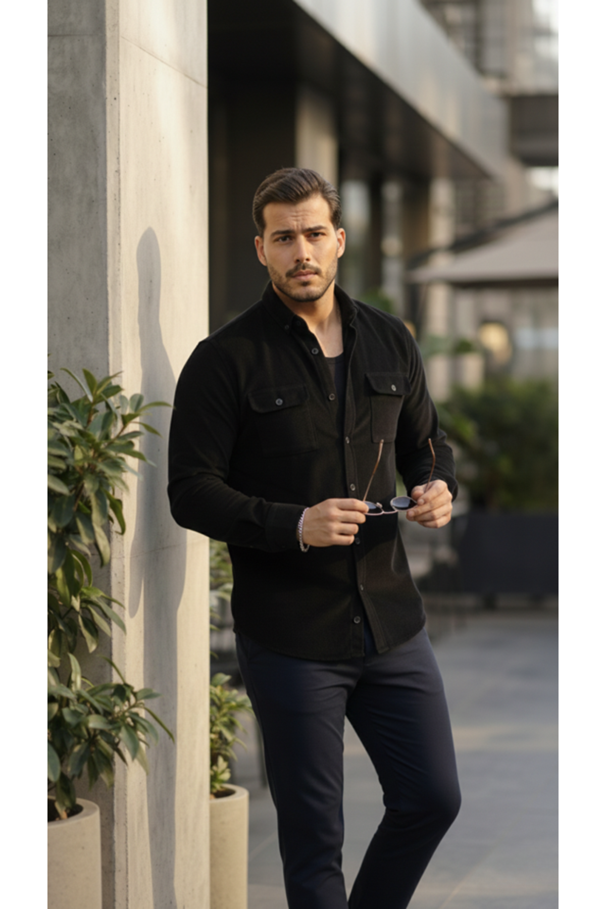 Erkek Kadife Desen Pamuklu Gömlek