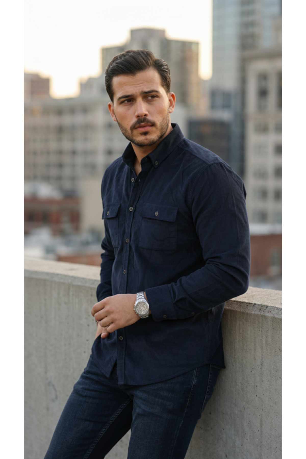 Erkek Kadife Desen Pamuklu Gömlek