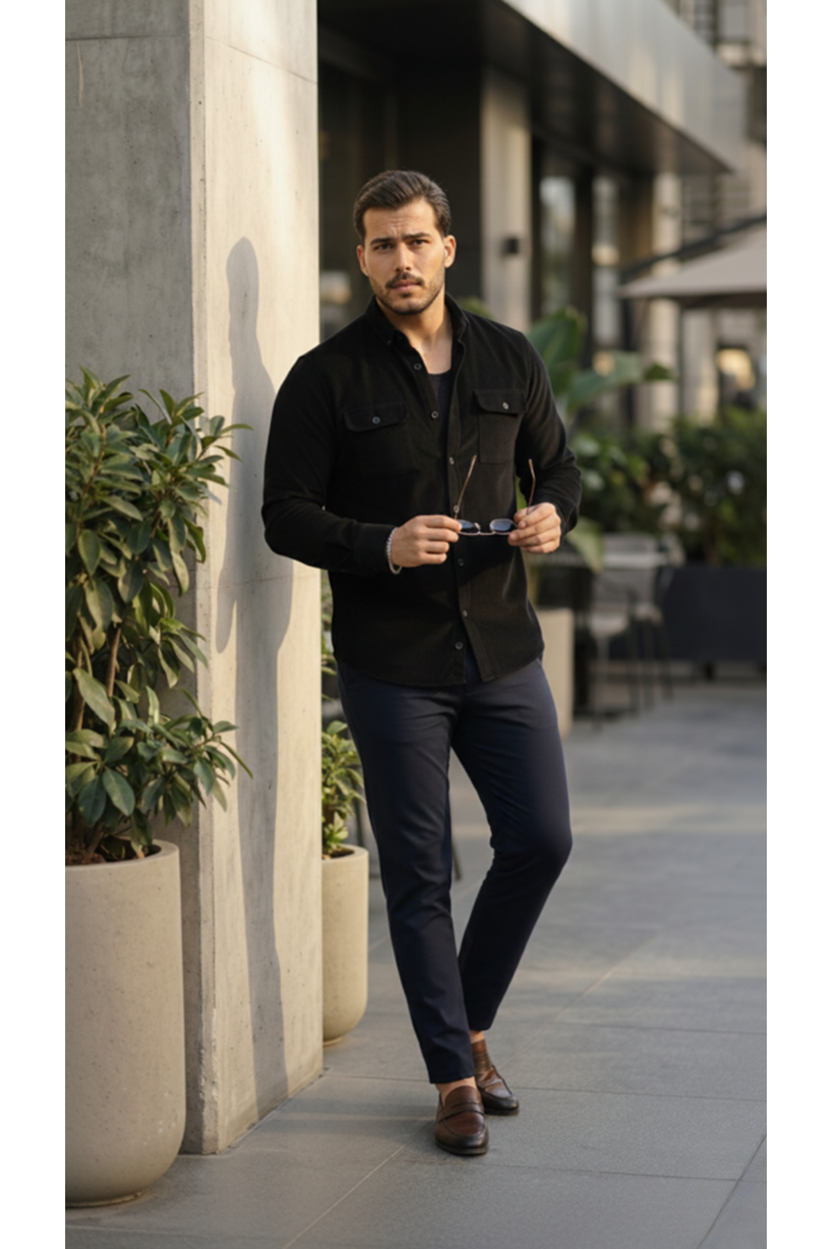 Erkek Kadife Desen Pamuklu Gömlek