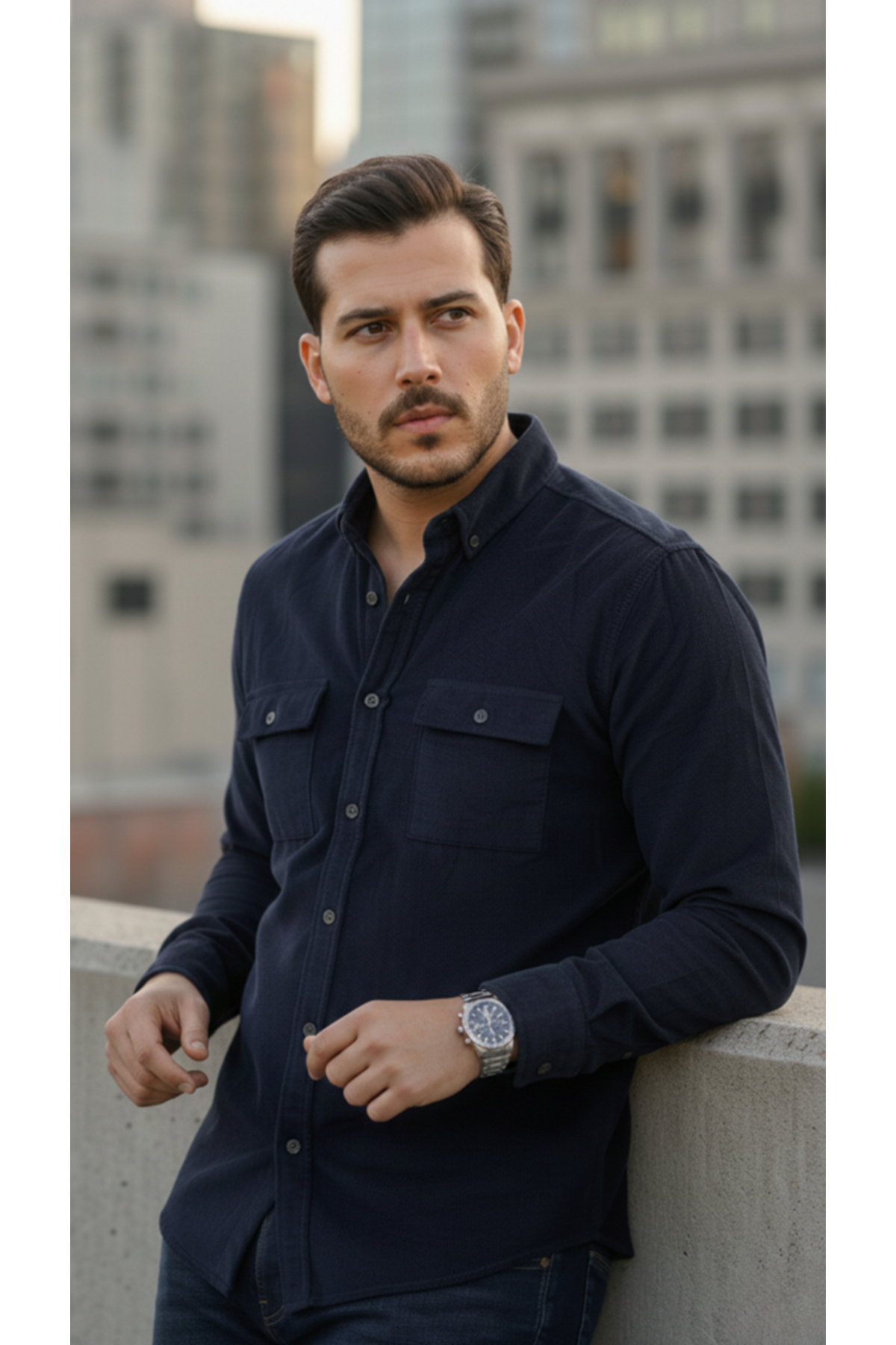 Erkek Kadife Desen Pamuklu Gömlek