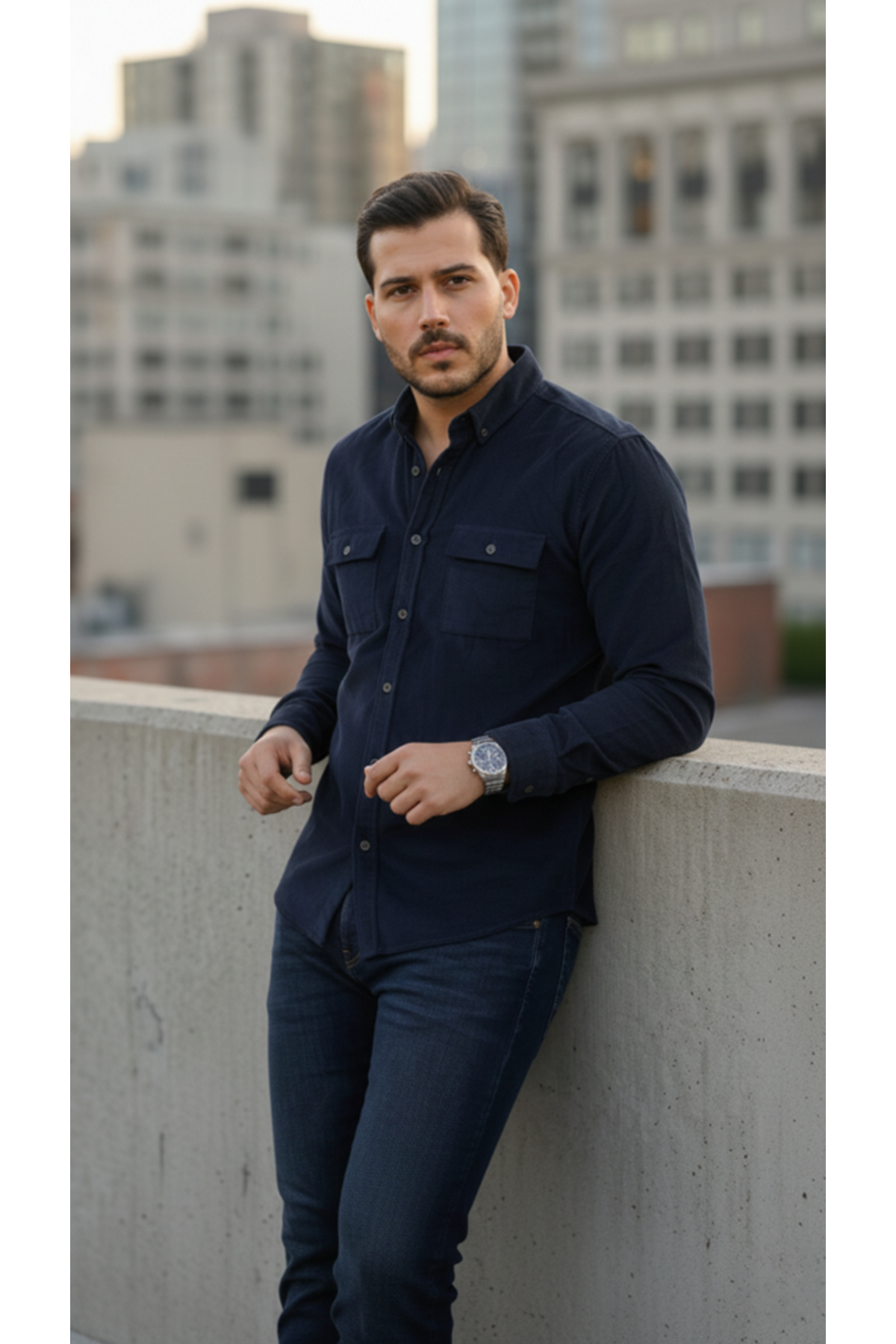 Erkek Kadife Desen Pamuklu Gömlek