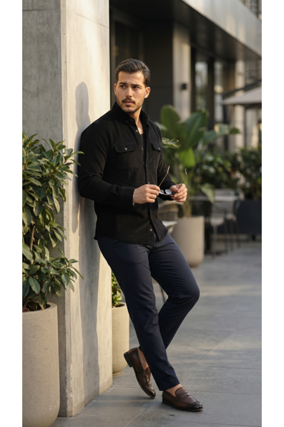 Erkek Kadife Desen Pamuklu Gömlek