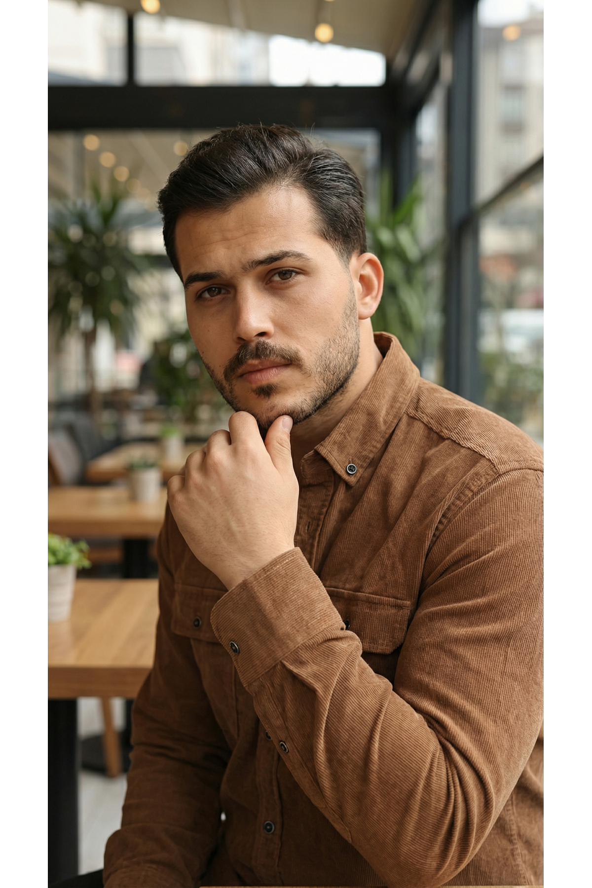 Erkek Kadife Desen Pamuklu Gömlek