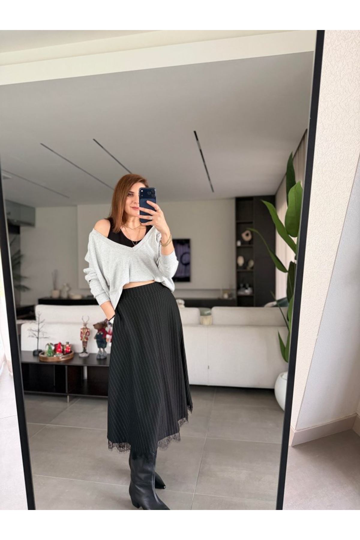 Kadın Atlet Bluz Ve Etek üçlü Takım