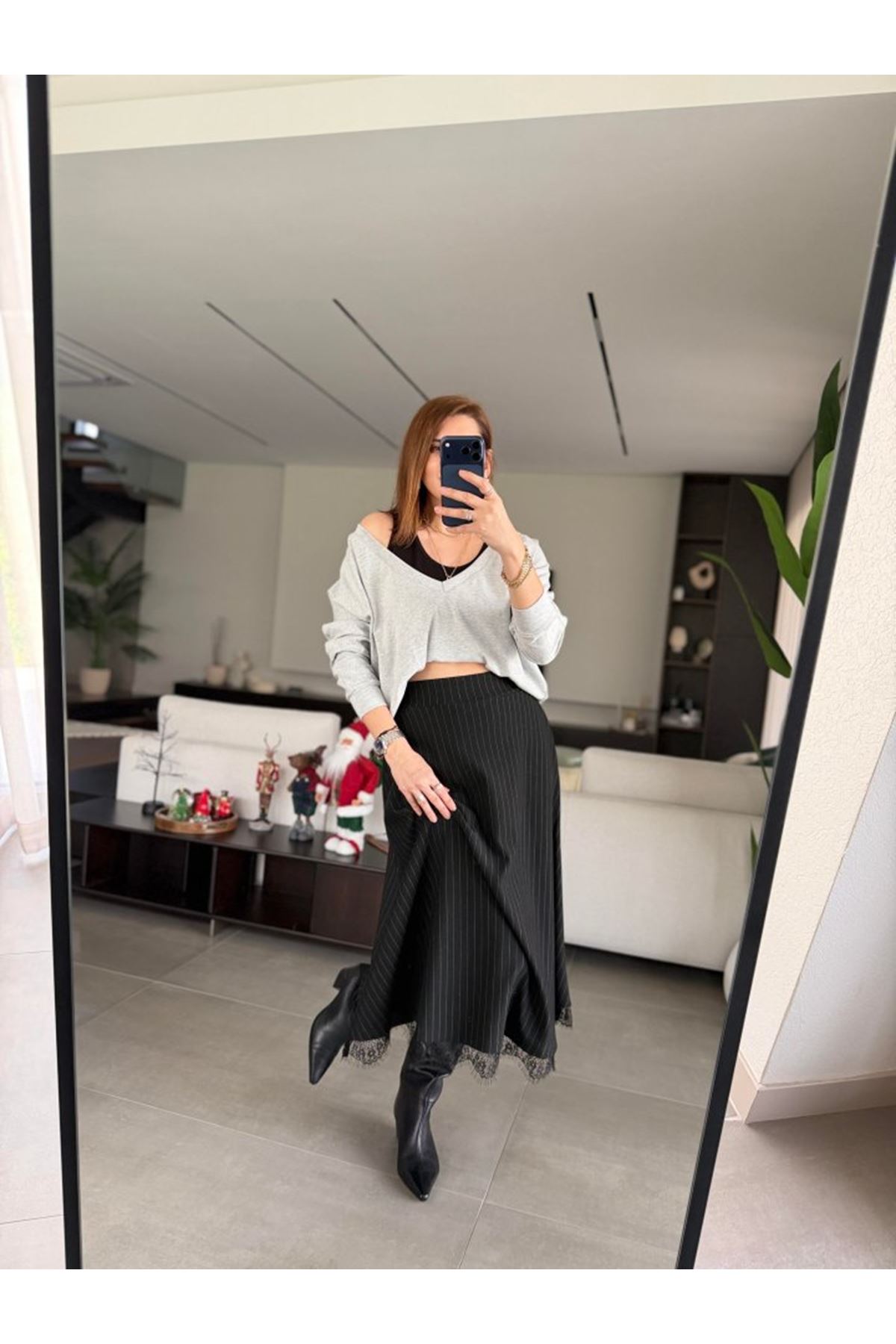 Kadın Atlet Bluz Ve Etek üçlü Takım