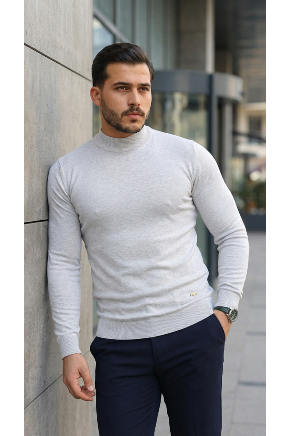 Erkek Yarım Balıkçı Yaka Pamuklu Triko