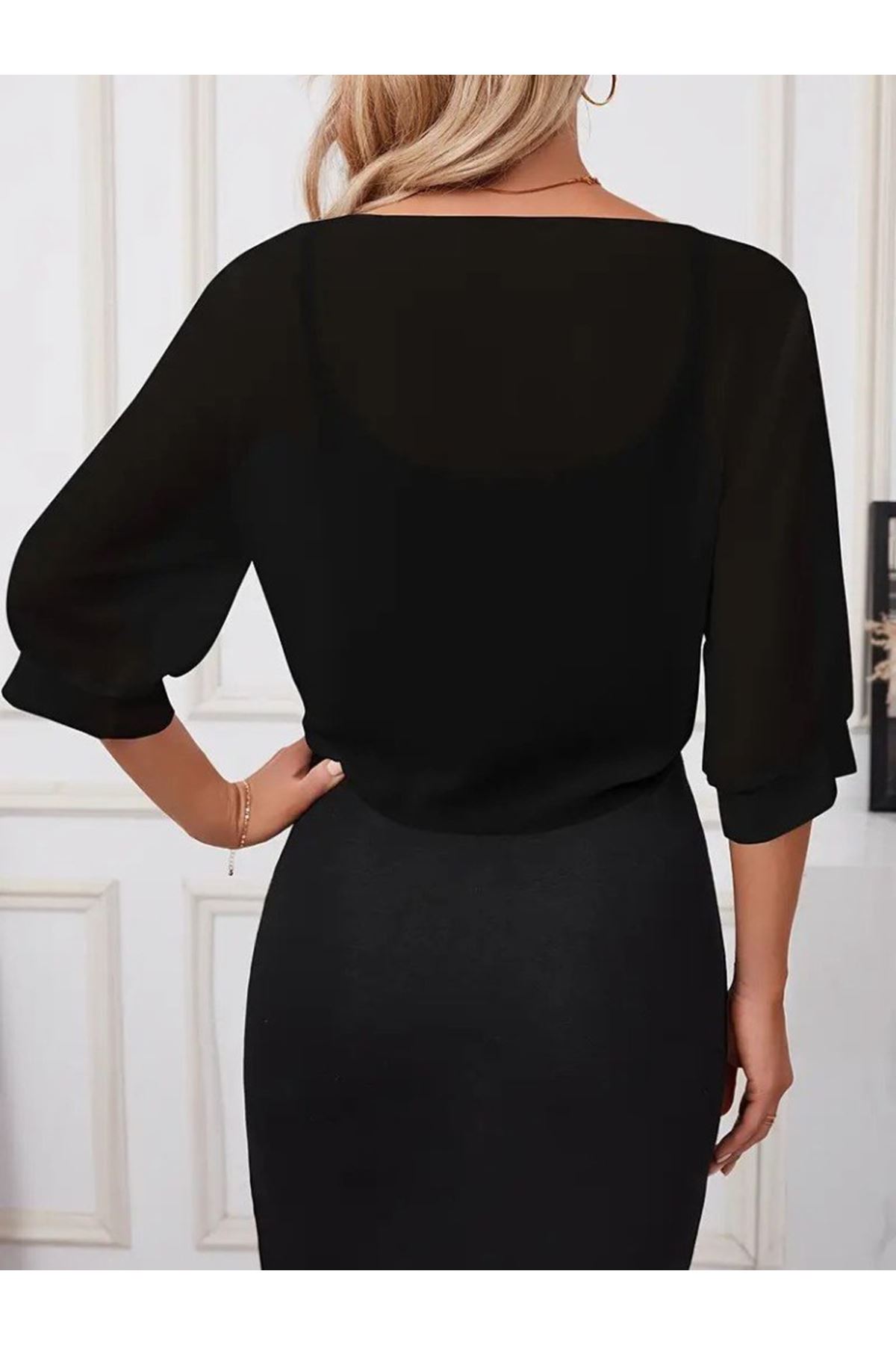 Kadın Truvakar Kol önden Bağlamalı Kısa şifon Bolero Ceket