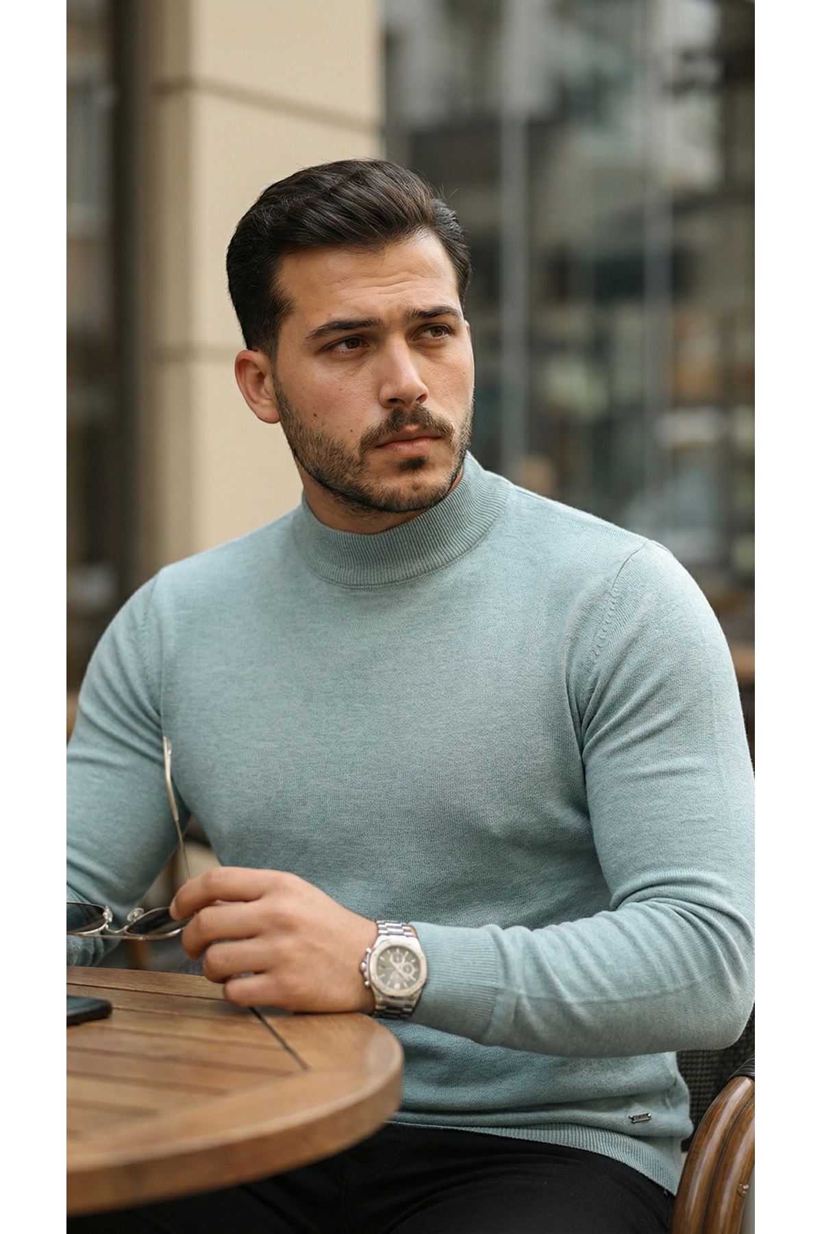 Erkek Yarım Balıkçı Yaka Pamuklu Triko