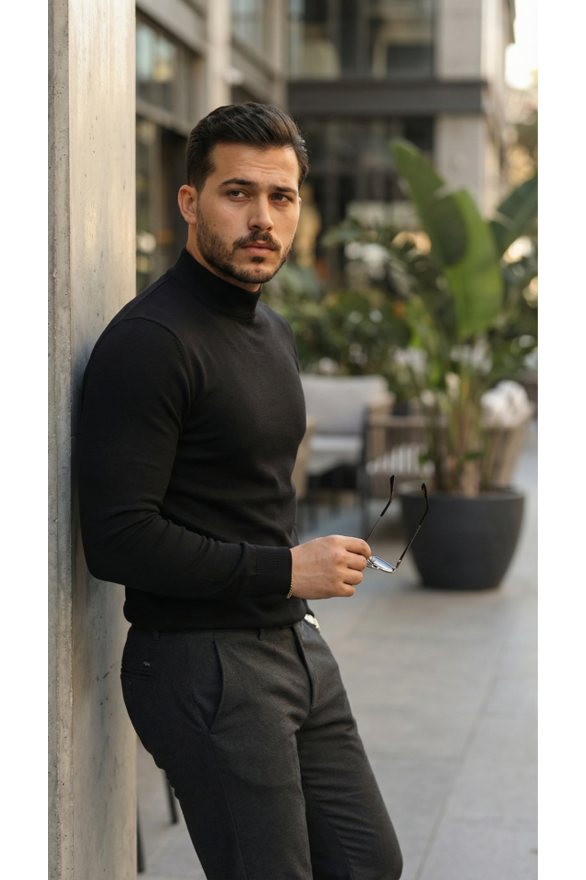 Erkek Yarım Balıkçı Yaka Pamuklu Triko