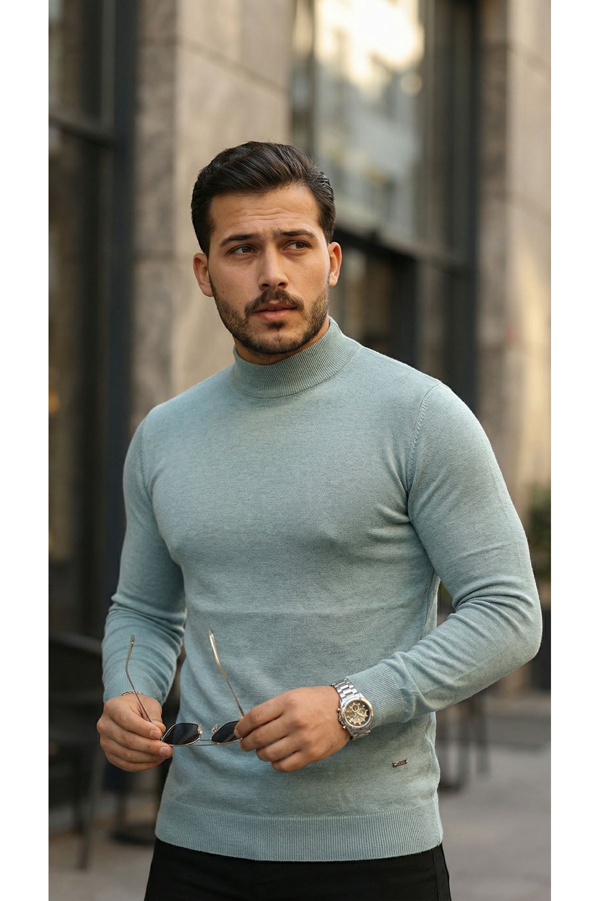 Erkek Yarım Balıkçı Yaka Pamuklu Triko