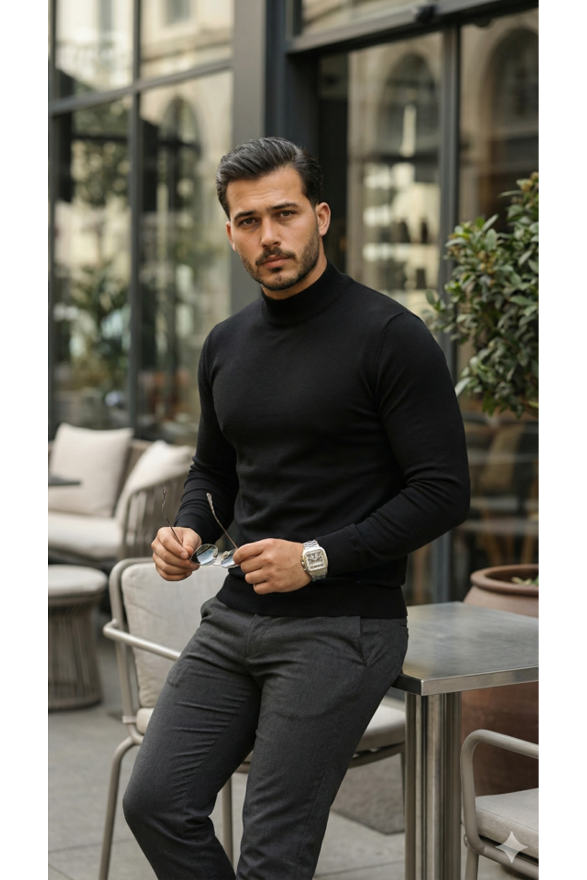 Erkek Yarım Balıkçı Yaka Pamuklu Triko