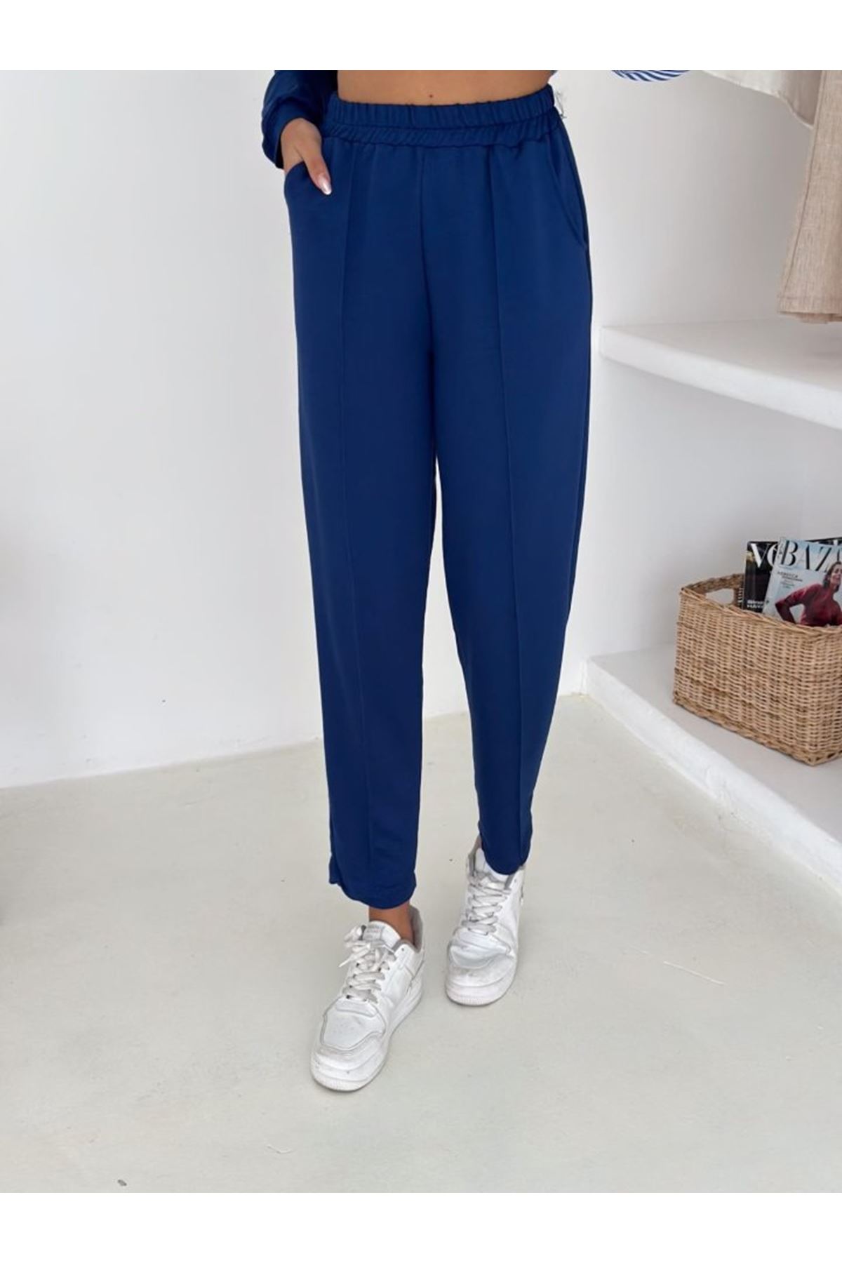 Kadın Gömlek Detay çizgili Yandan Bağlamalı Ikili Takım