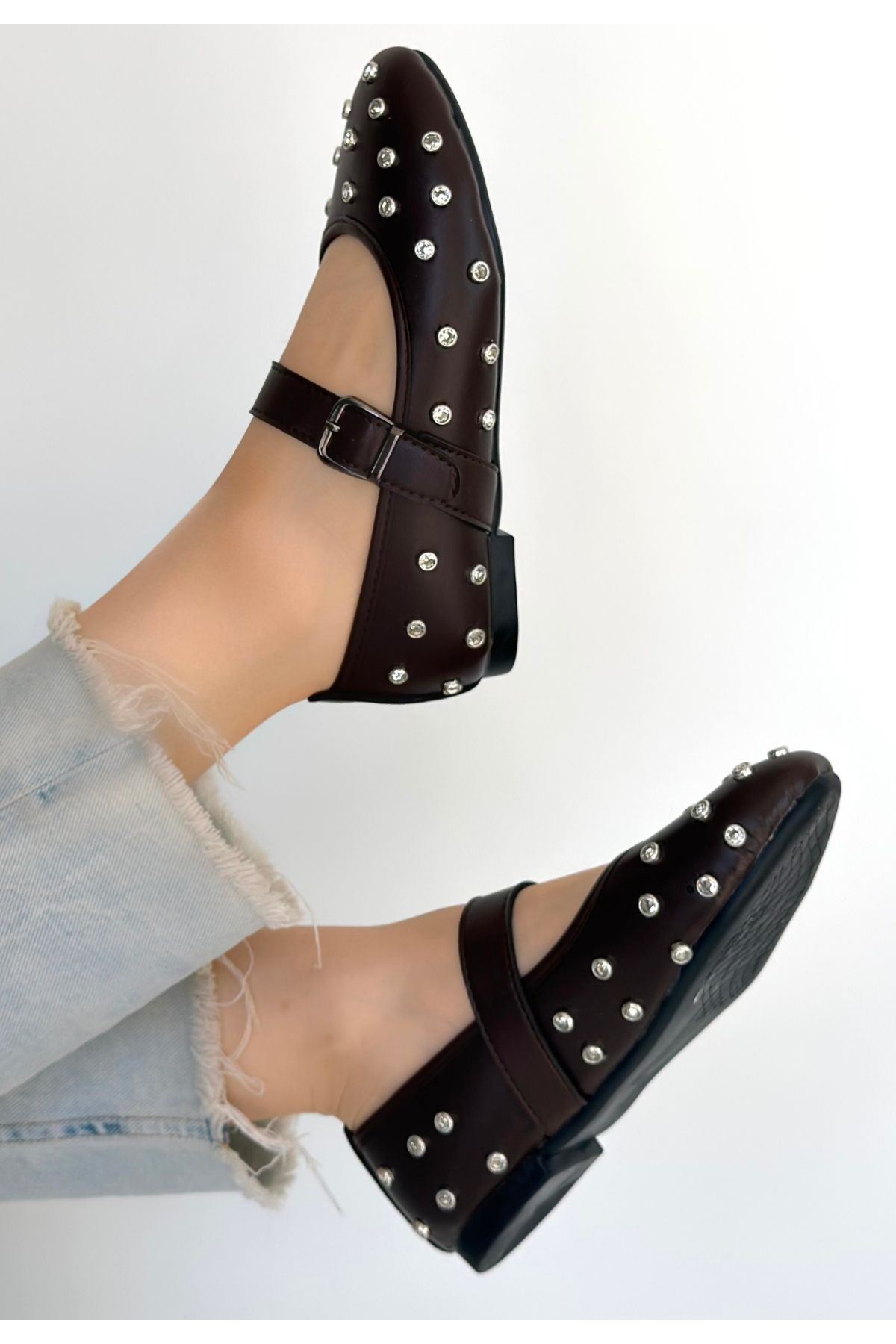 Ritta Kahverengi Cilt Kemerli Babet Ayakkabı