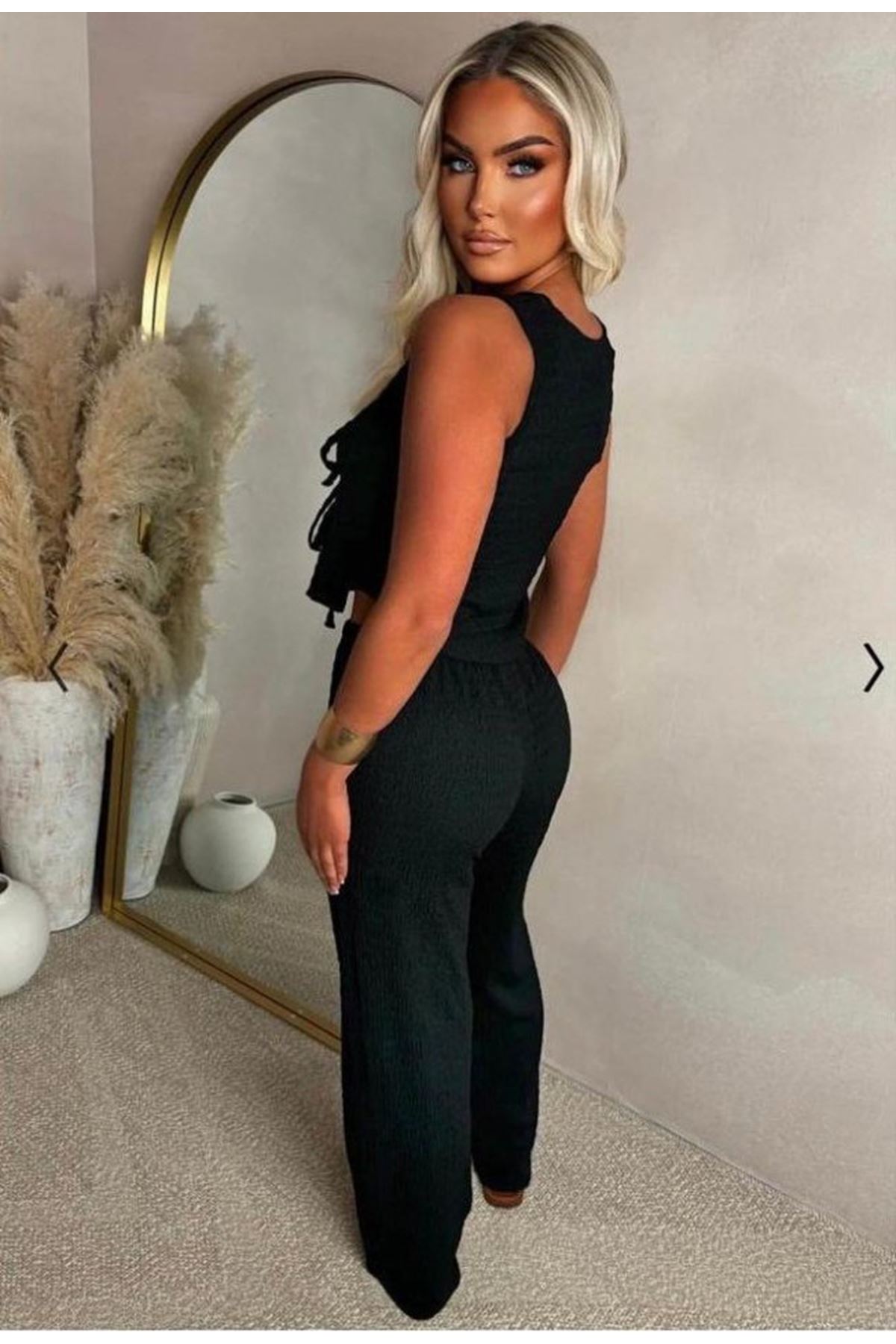 Kadın Ital Piliseli Kumaş önde Bağcık Detaylı Takım