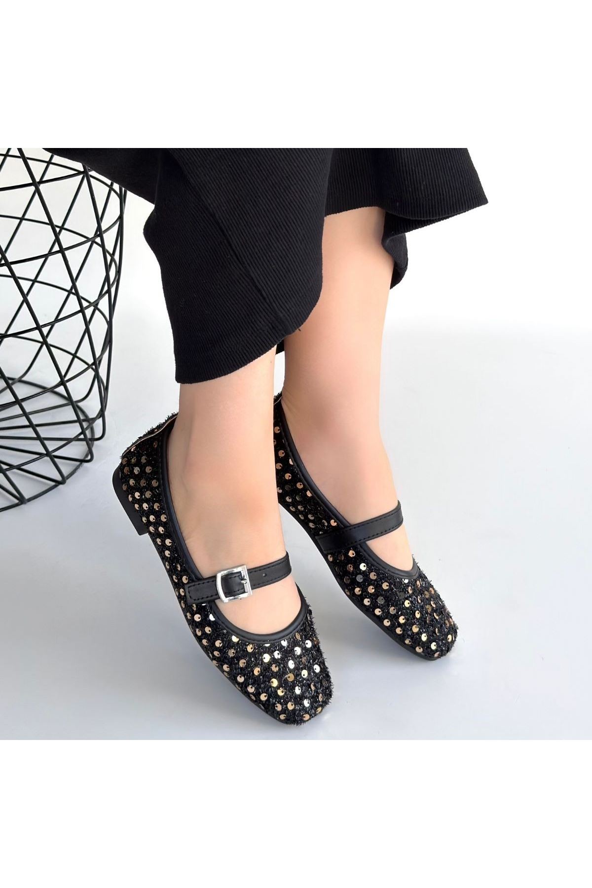 Moden Siyah Süet Babae Ayakkabı