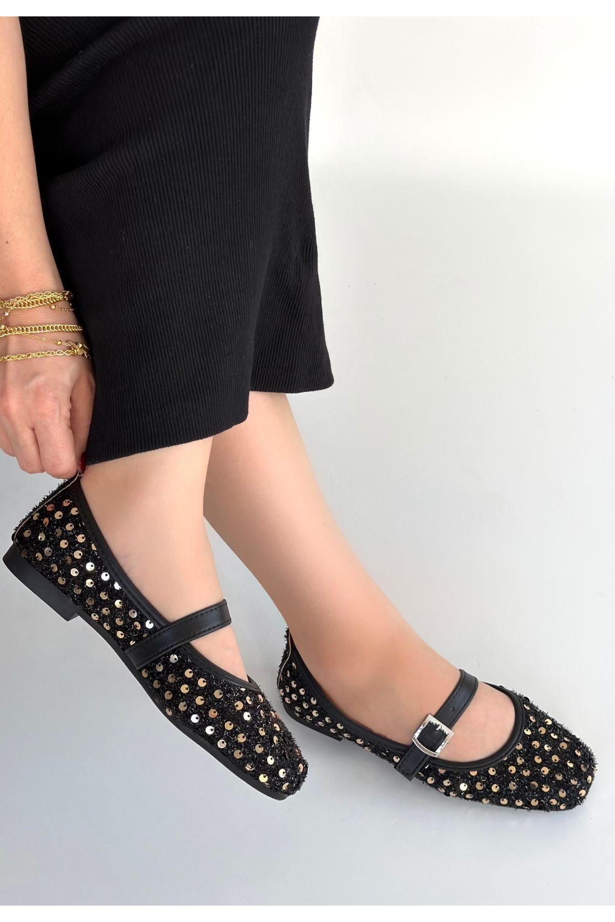 Moden Siyah Süet Babae Ayakkabı