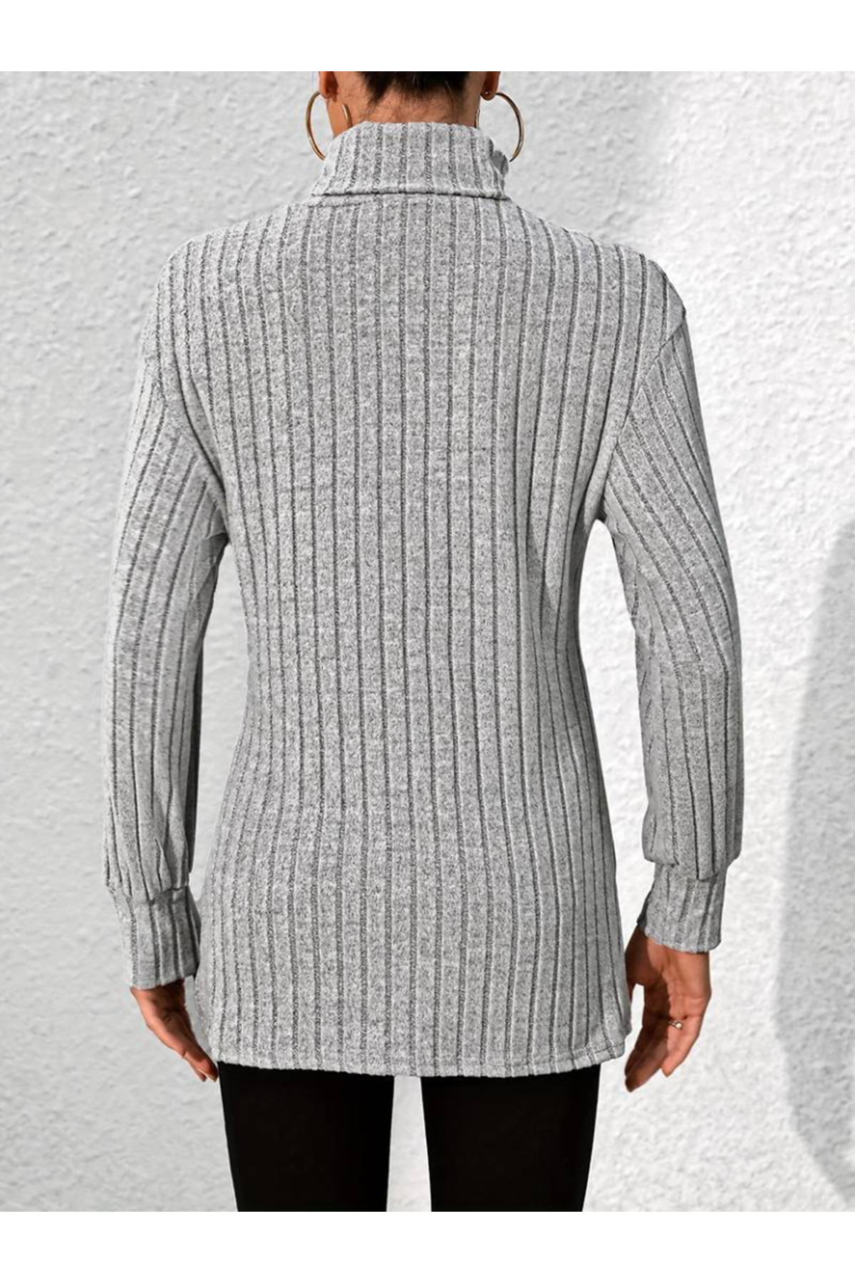 Kadın Uzun Kollu Balıkçı Yaka Yandan Yırtmaçlı şardonlu Kaşkorse Bluz