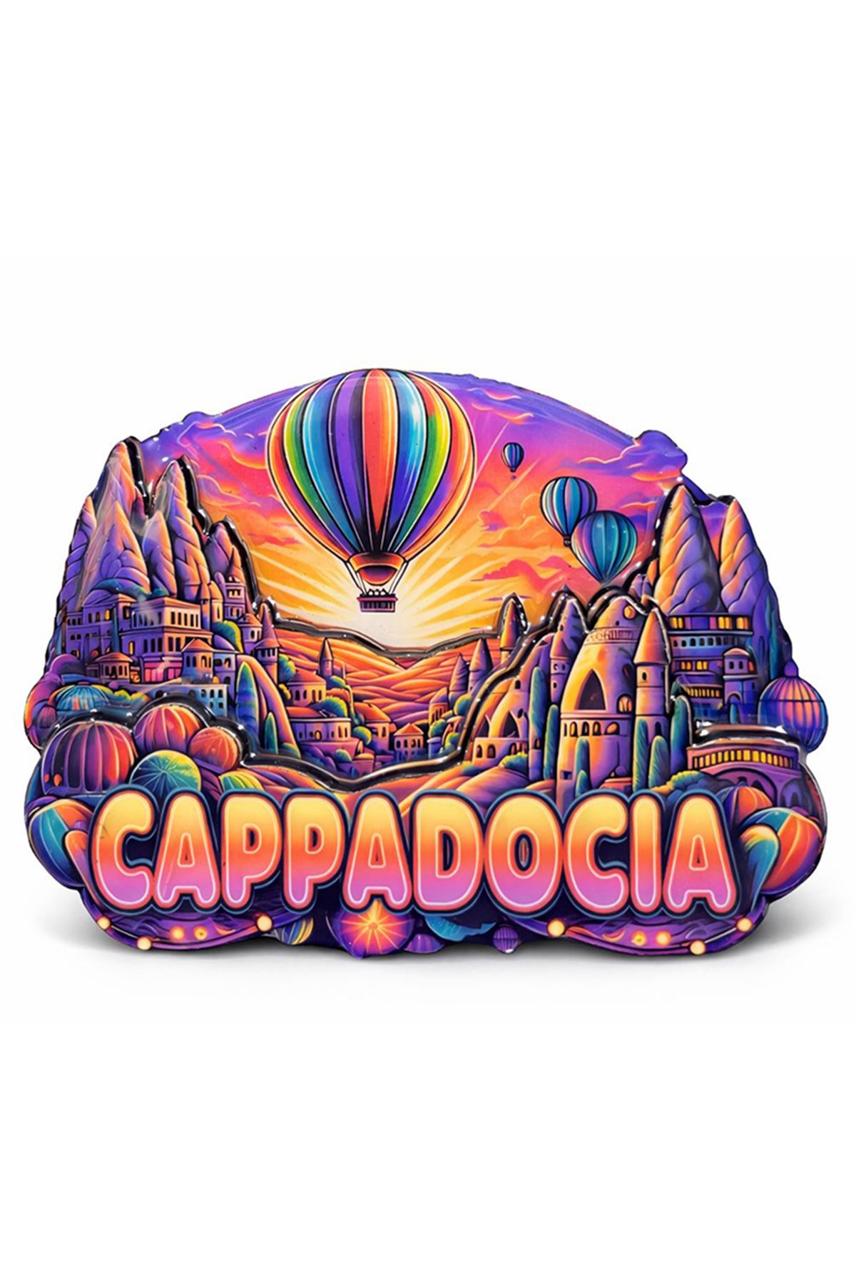 Kapadokya Temalı Ahşap Buzdolabı Magneti Model 2