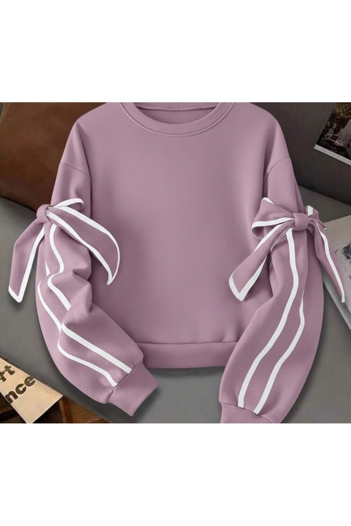 Kadın Uzun Kollu Ara Biye Ve Fiyonk Detay Bluz