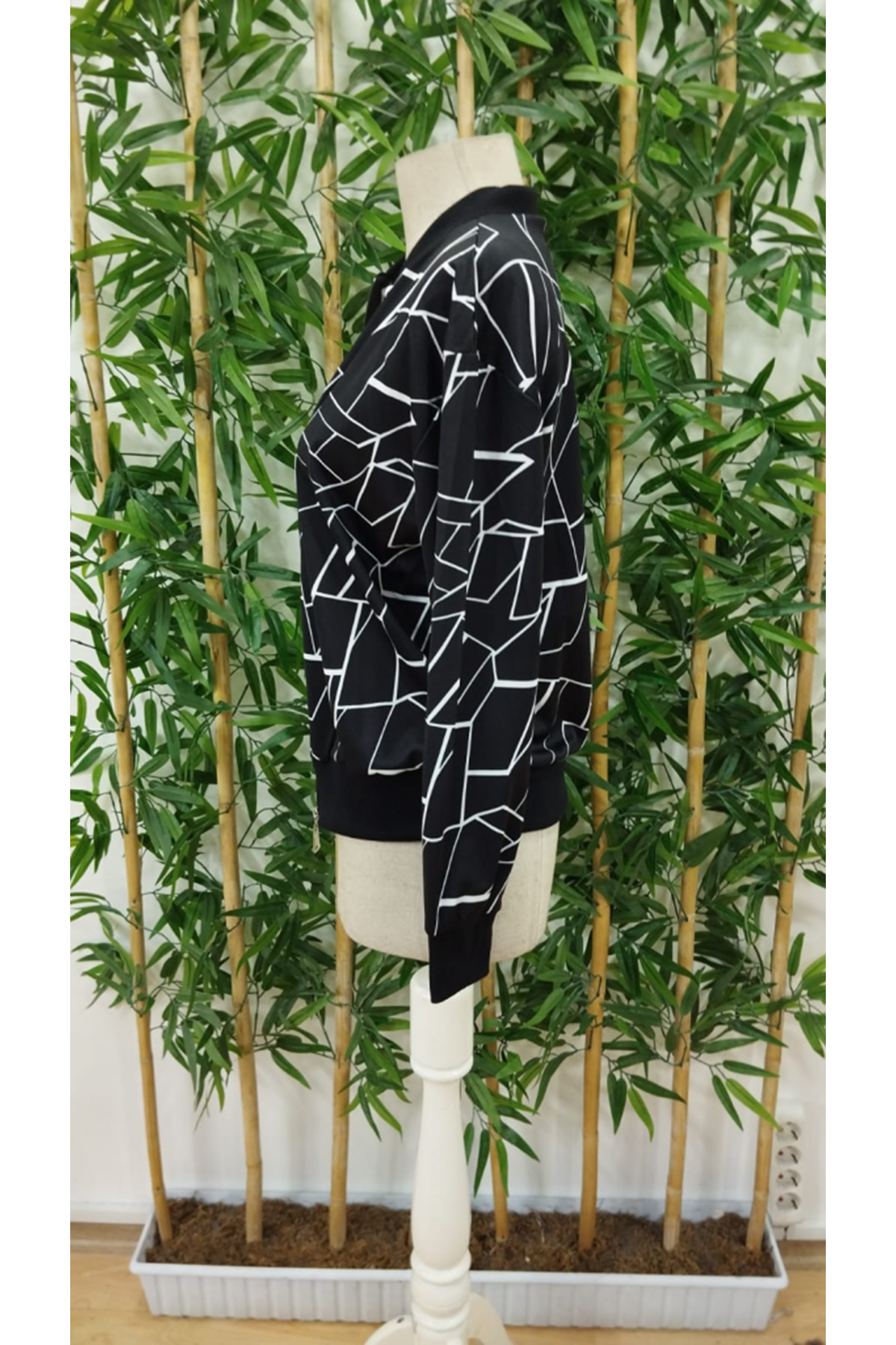 Kadın Uzun Kollu Baskılı Dalgıç Ceket