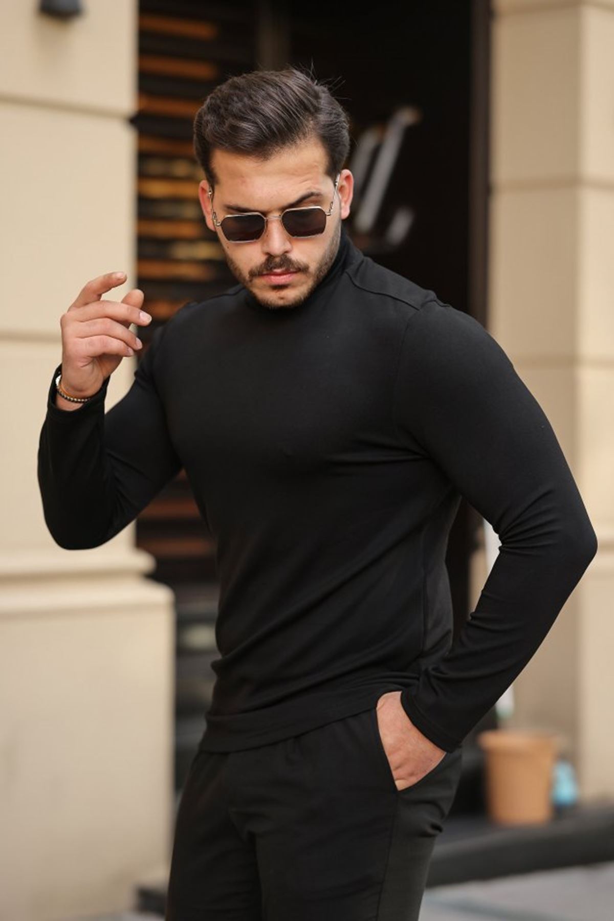 Erkek Balıkçı Yaka Modal Kumaş Esnek Kazak