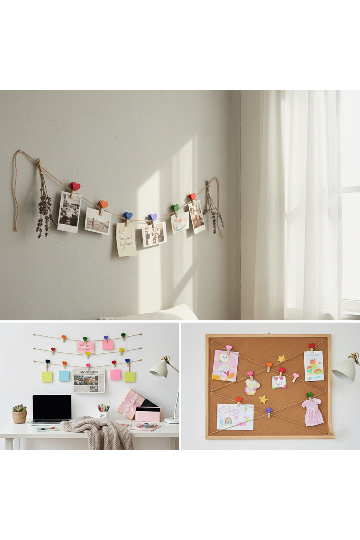 Kalp Figürlü İpli Notluk Mandal