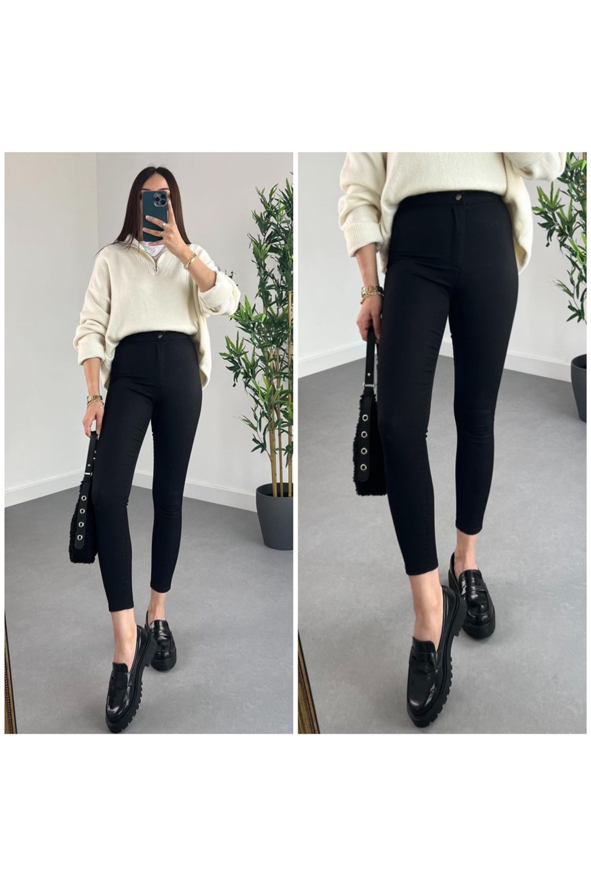 Gabardin Kumaş Yüksek Bel Pantolon 92cm Sbel 31cm