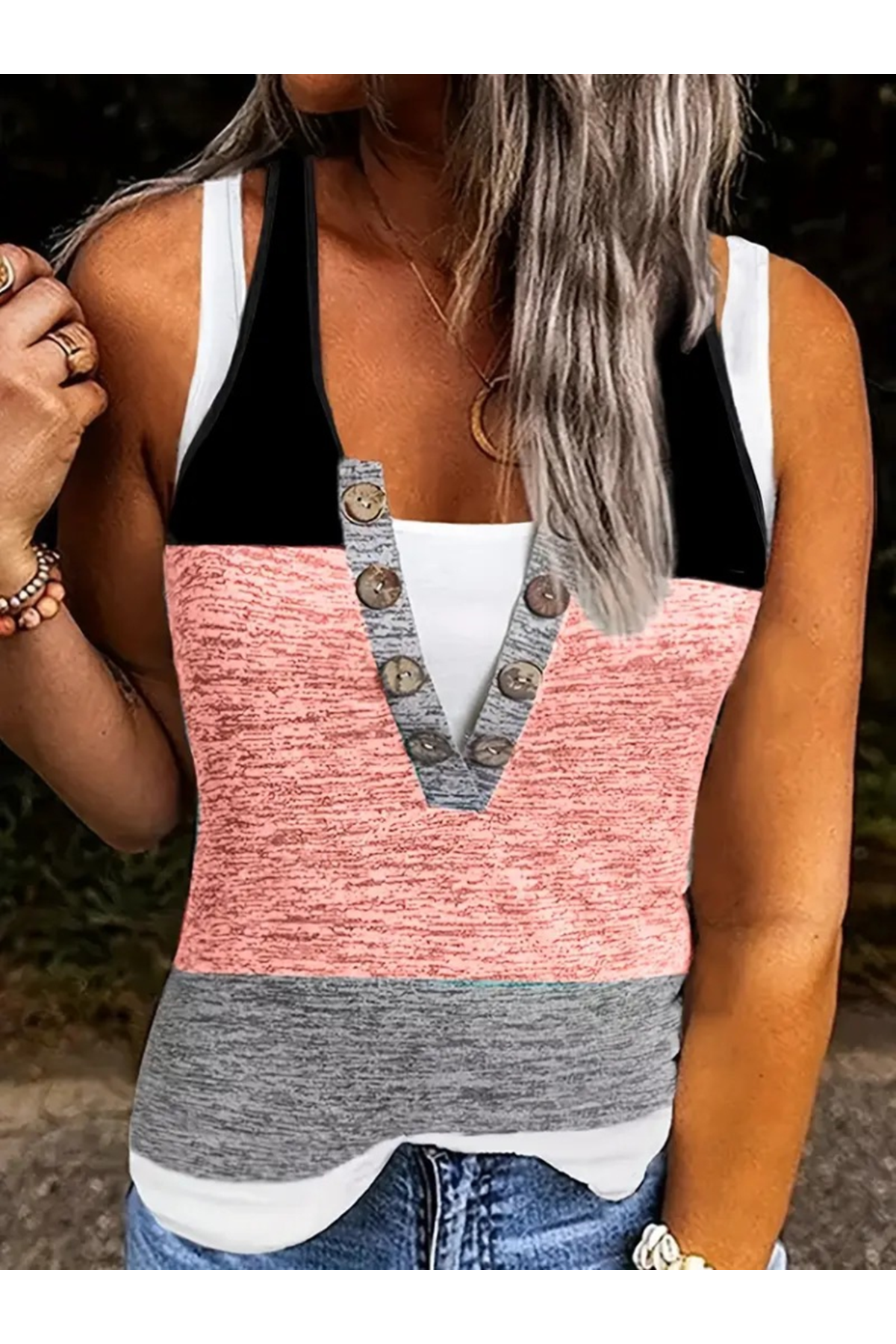 Kadın V Yakalı önden Düğmeli Viskon Bluz