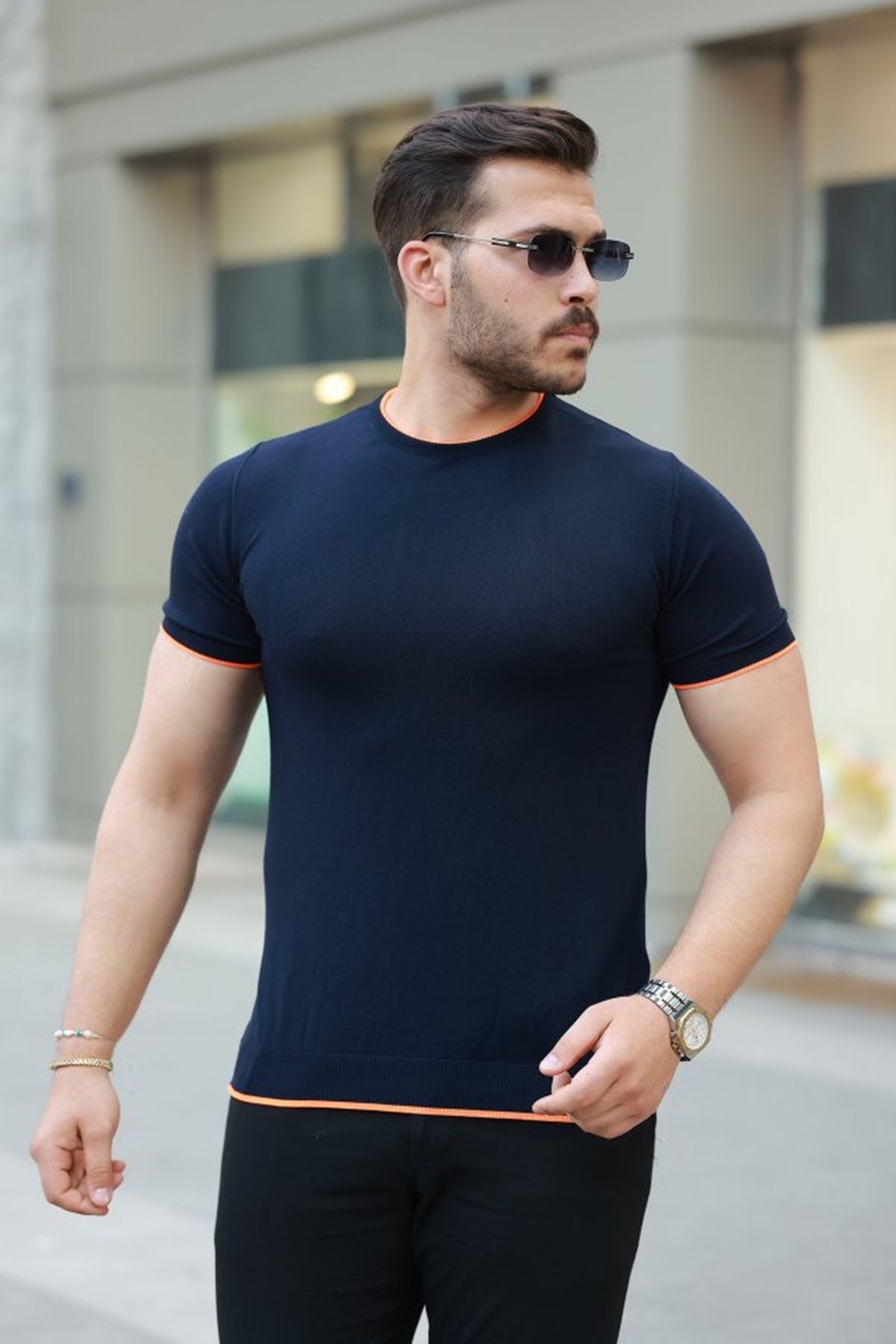 Erkek Bisiklet Yaka Kısa Kollu Tişört