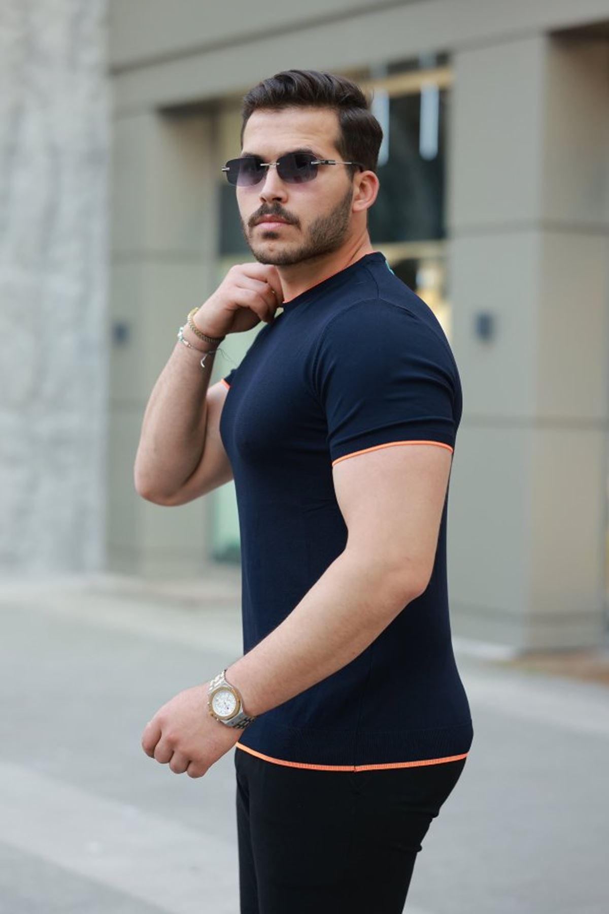 Erkek Bisiklet Yaka Kısa Kollu Tişört