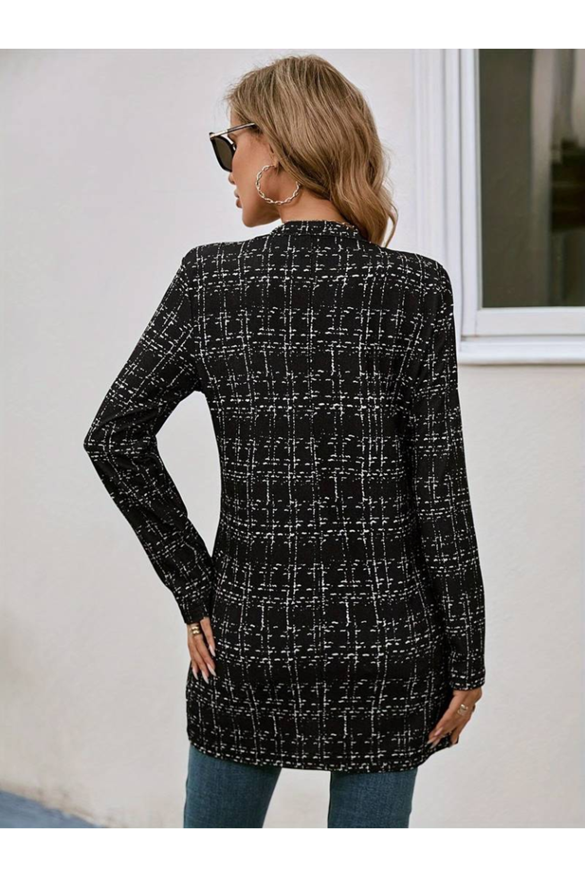 Kadın Uzun Kollu Kırlangıç Yaka önü Açık şanel Ceket