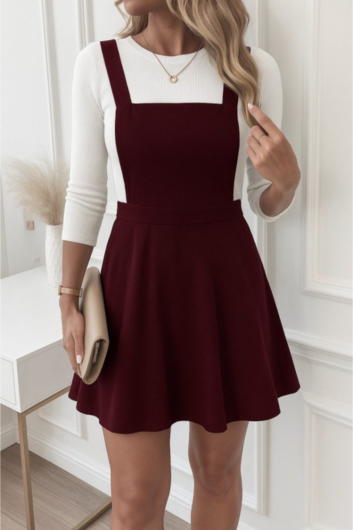 Kadın Askılı Sırttan çapraz Detaylı Kısa Kiloş Kadife Mini Elbise