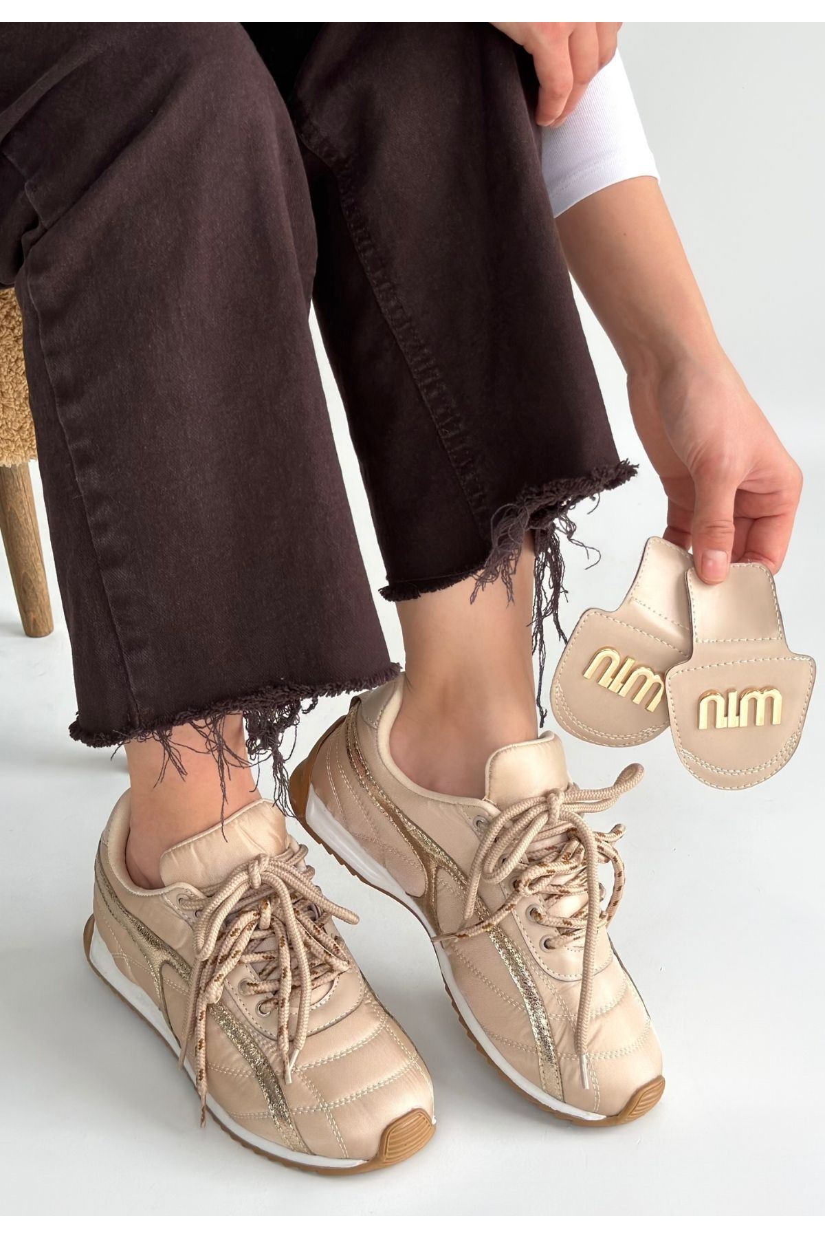 Dissa Bej Cilt Bağcıklı Paraşüt Detaylı Spor Ayakkabı