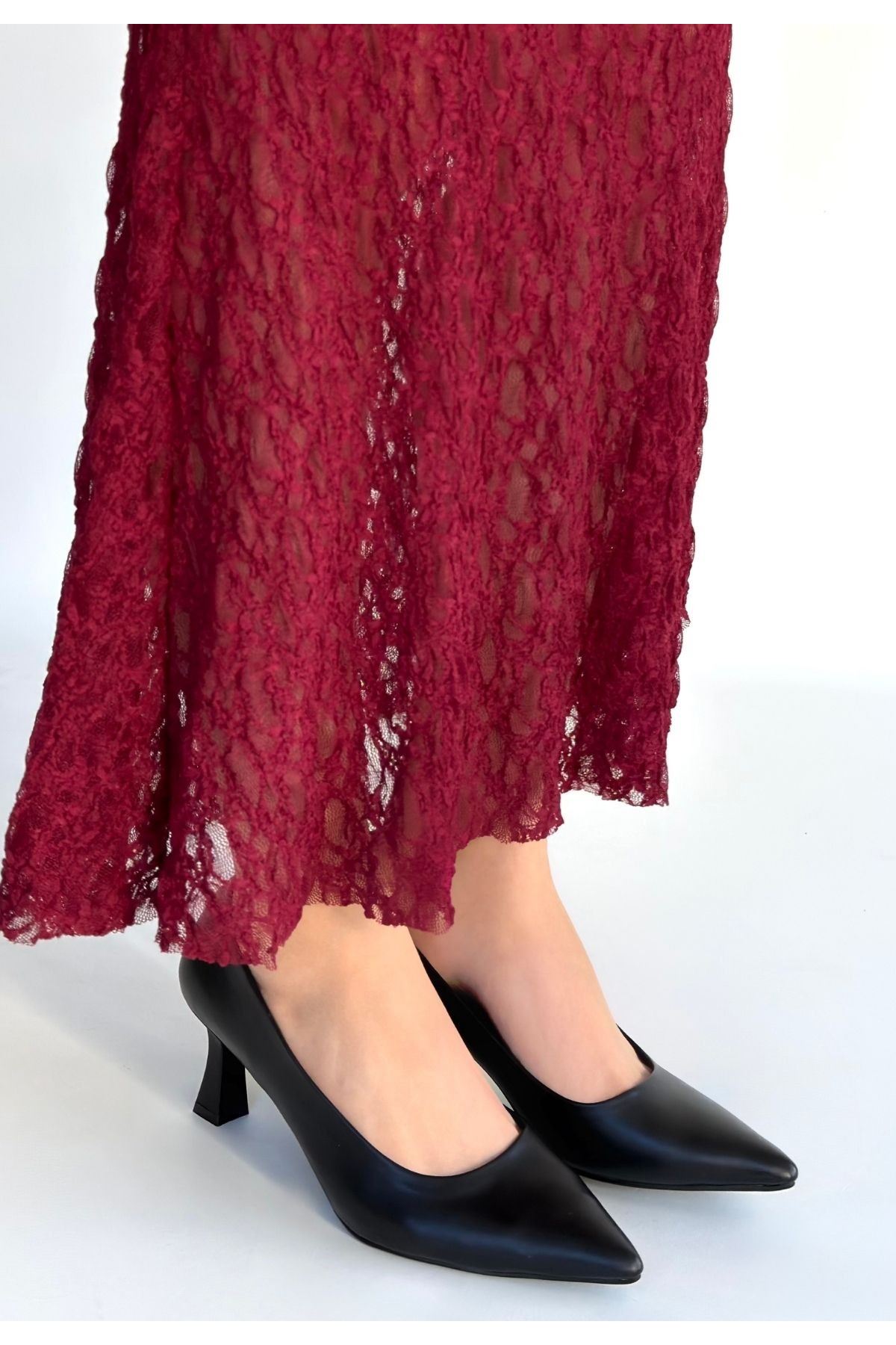 Mırta Siyah Cilt Topuklu Ayakkabı