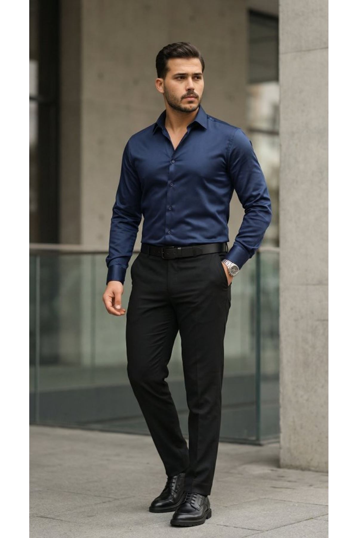 Erkek Saten Klasik Gömlek