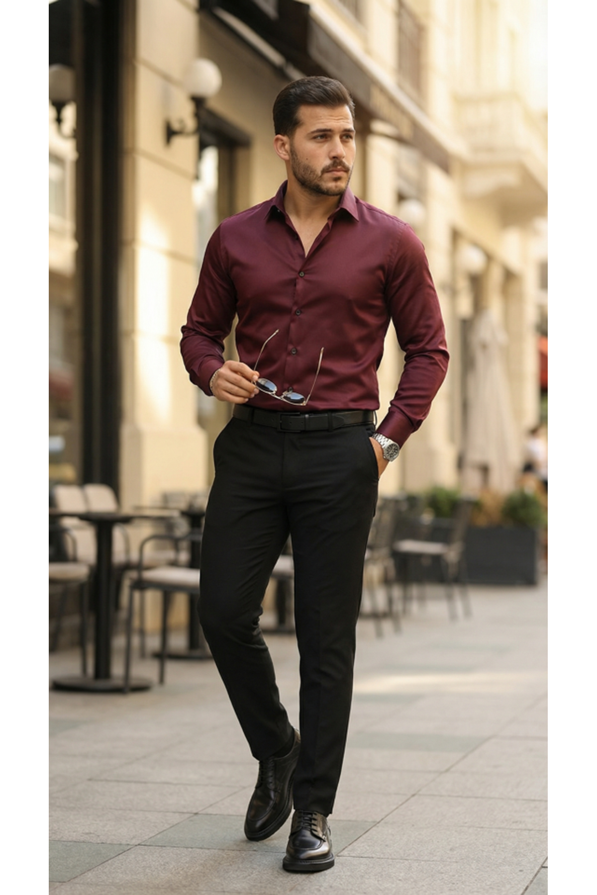 Erkek Saten Klasik Gömlek